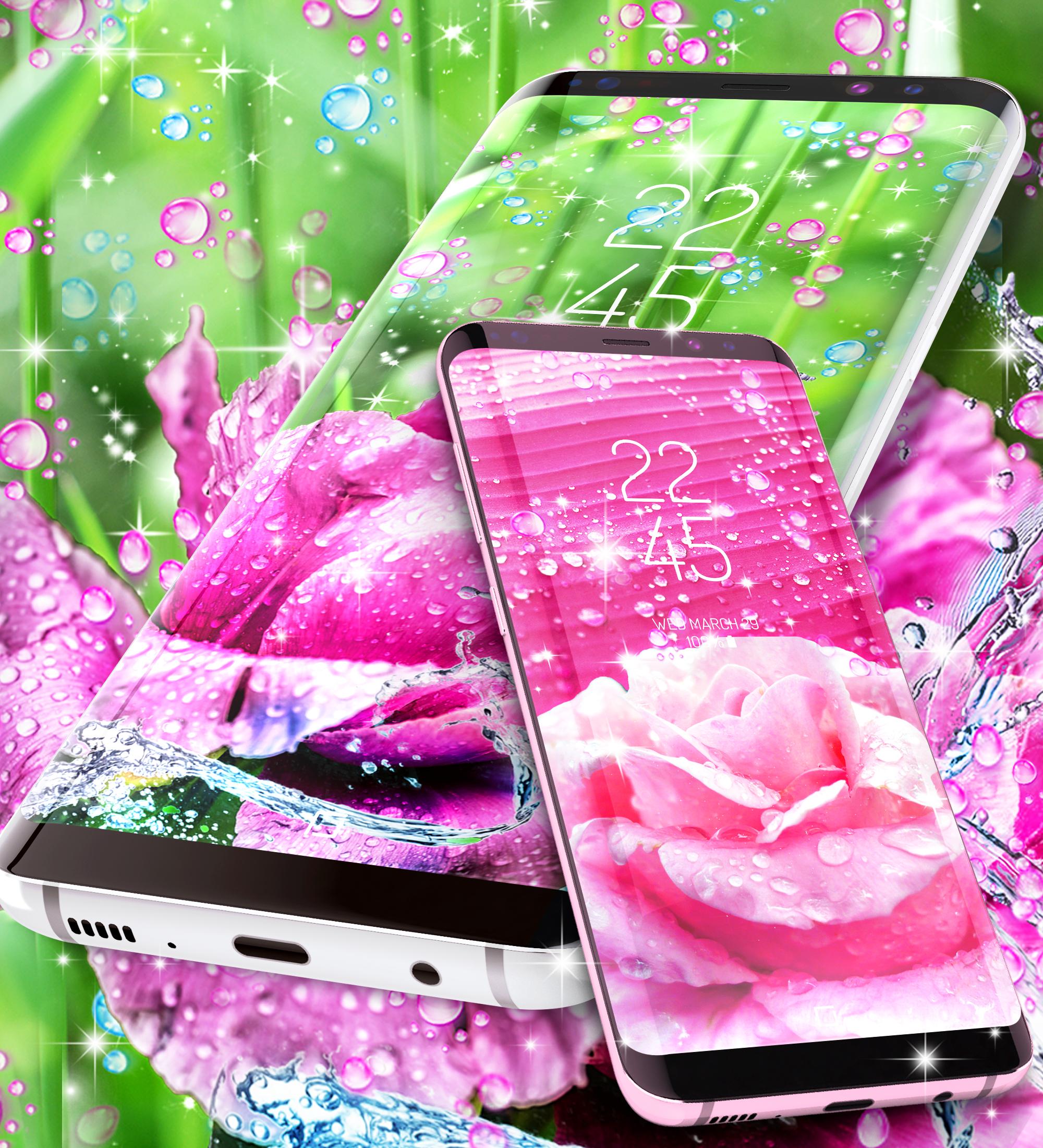 اسکرین شات 6 برنامه Rose pink water drop wallpaper