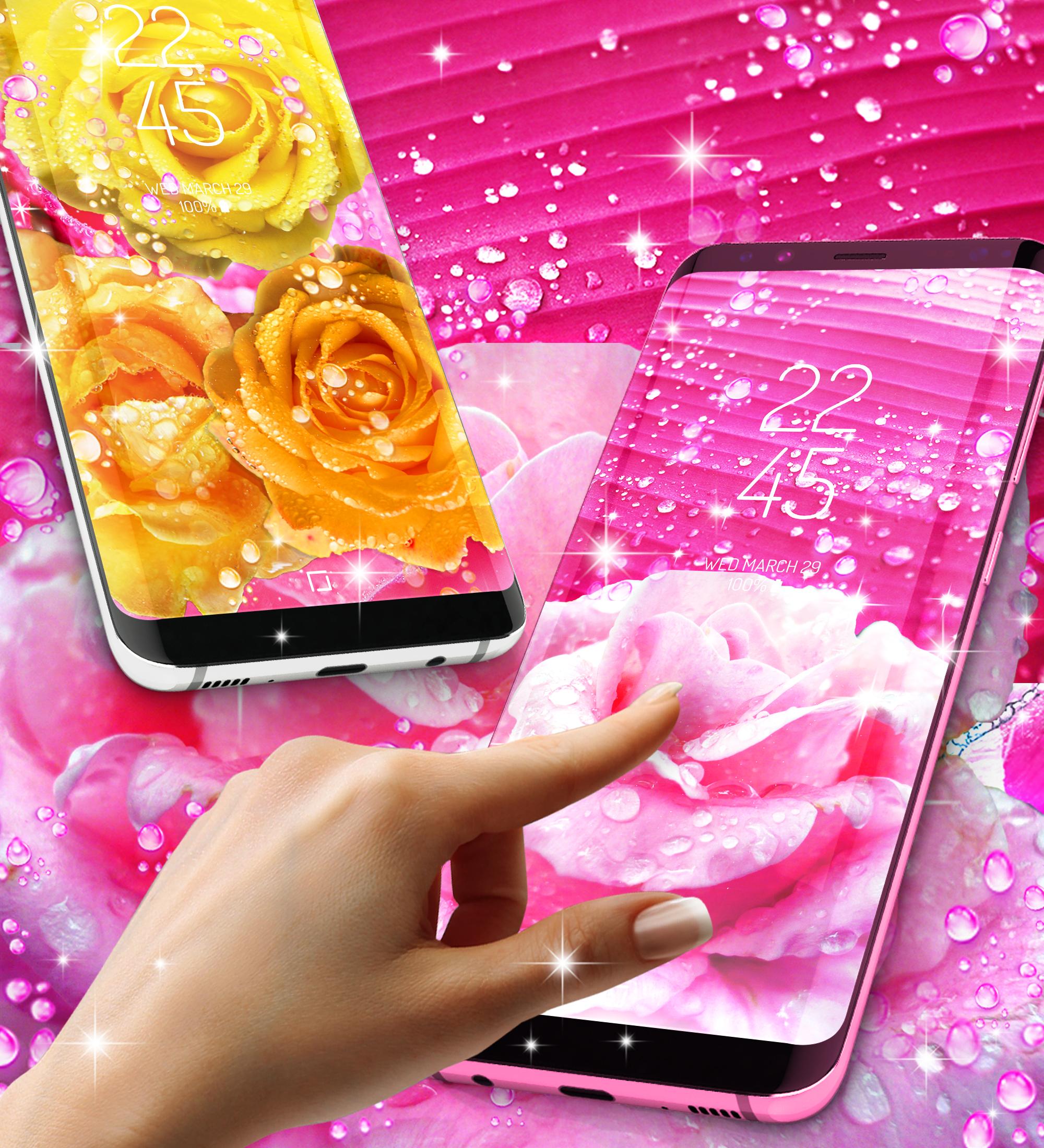 اسکرین شات 2 برنامه Rose pink water drop wallpaper