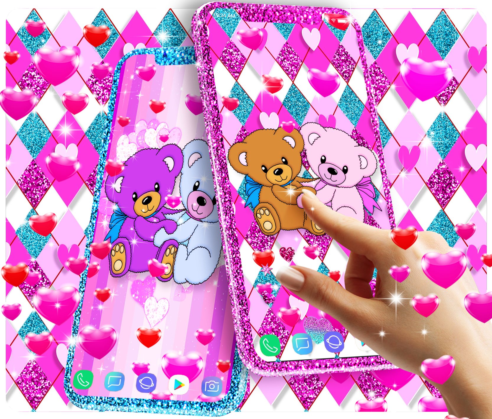 اسکرین شات 2 برنامه Teddy bear live wallpaper