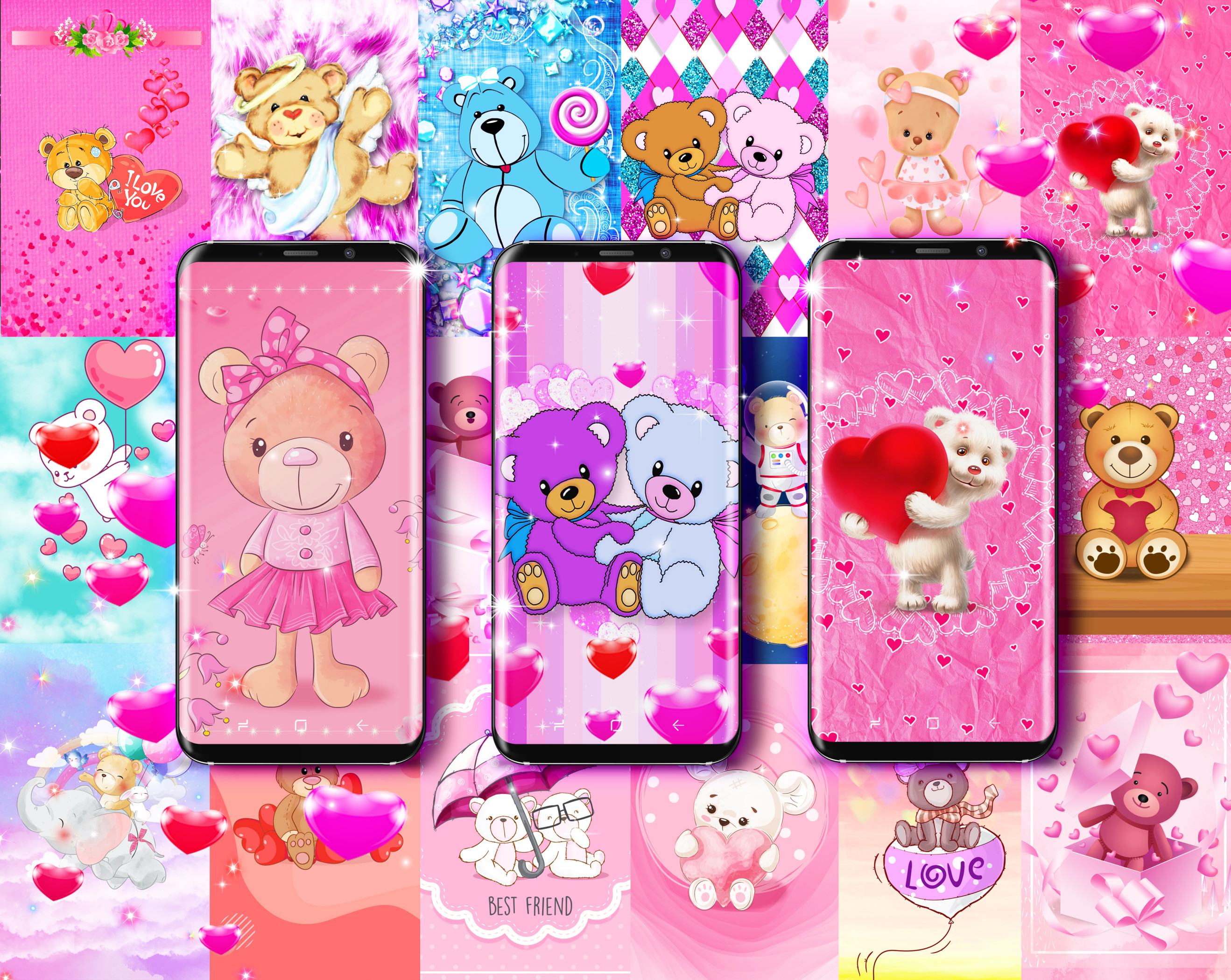 اسکرین شات 1 برنامه Teddy bear live wallpaper