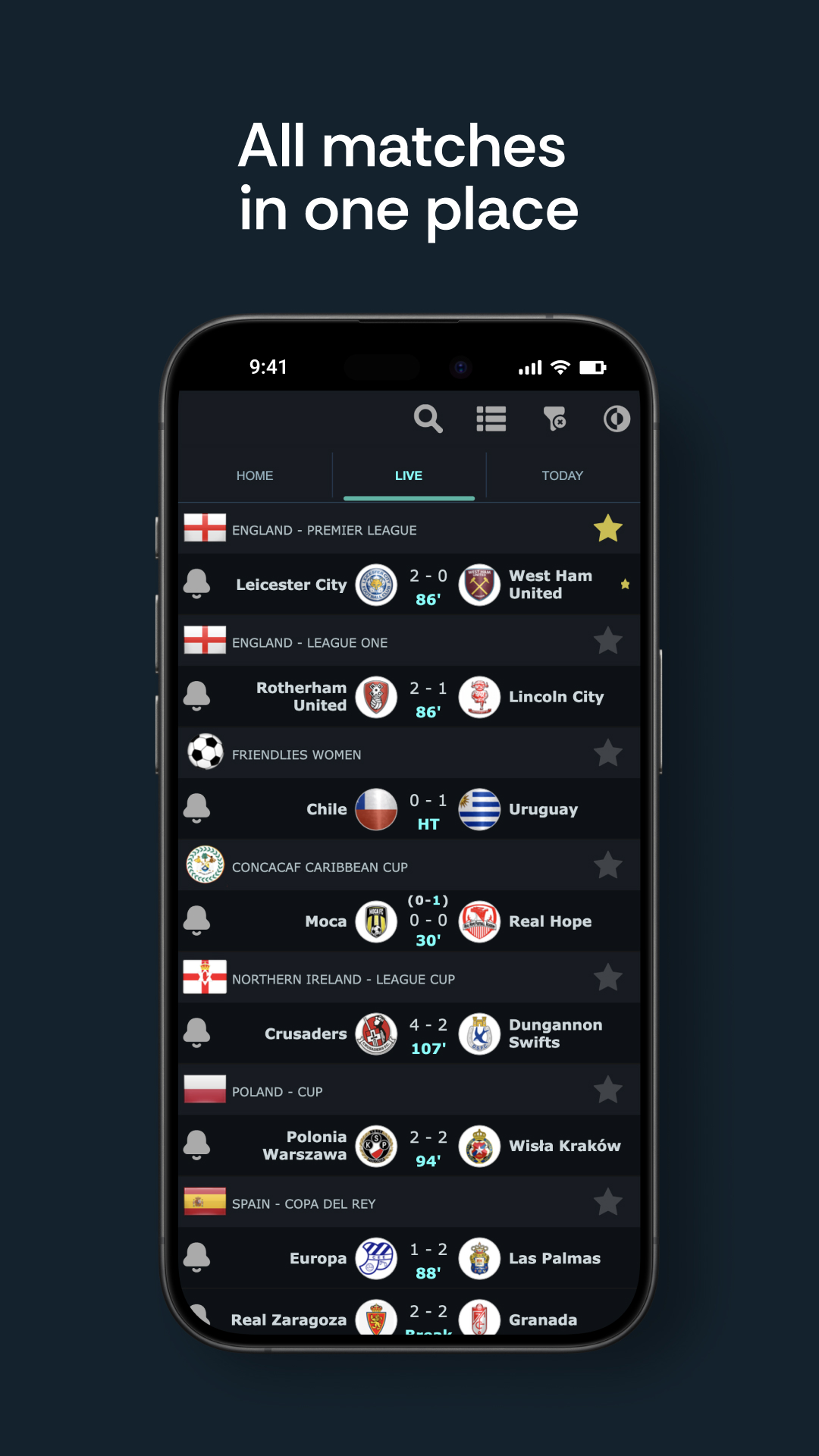 اسکرین شات 3 برنامه Football Live Scores