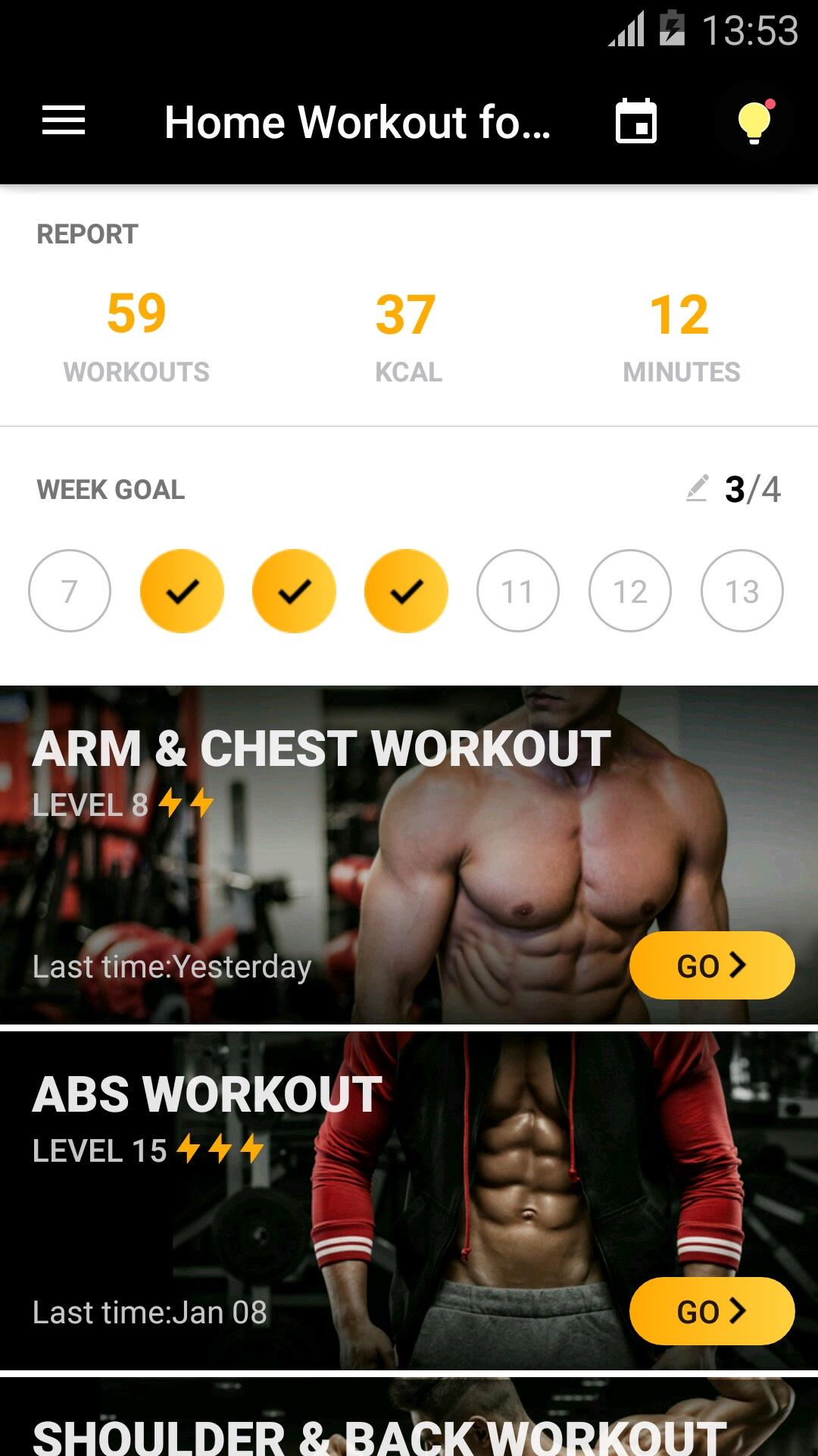 اسکرین شات 1 برنامه Home Workout for Men