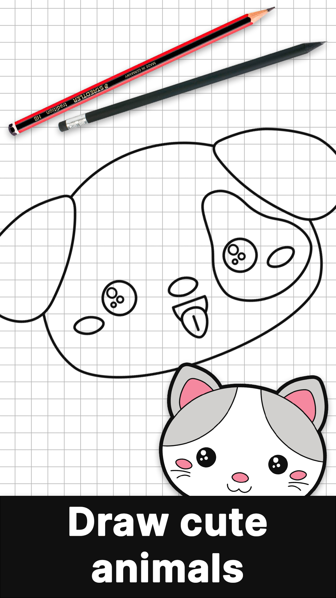 اسکرین شات 1 برنامه How to draw cute animals