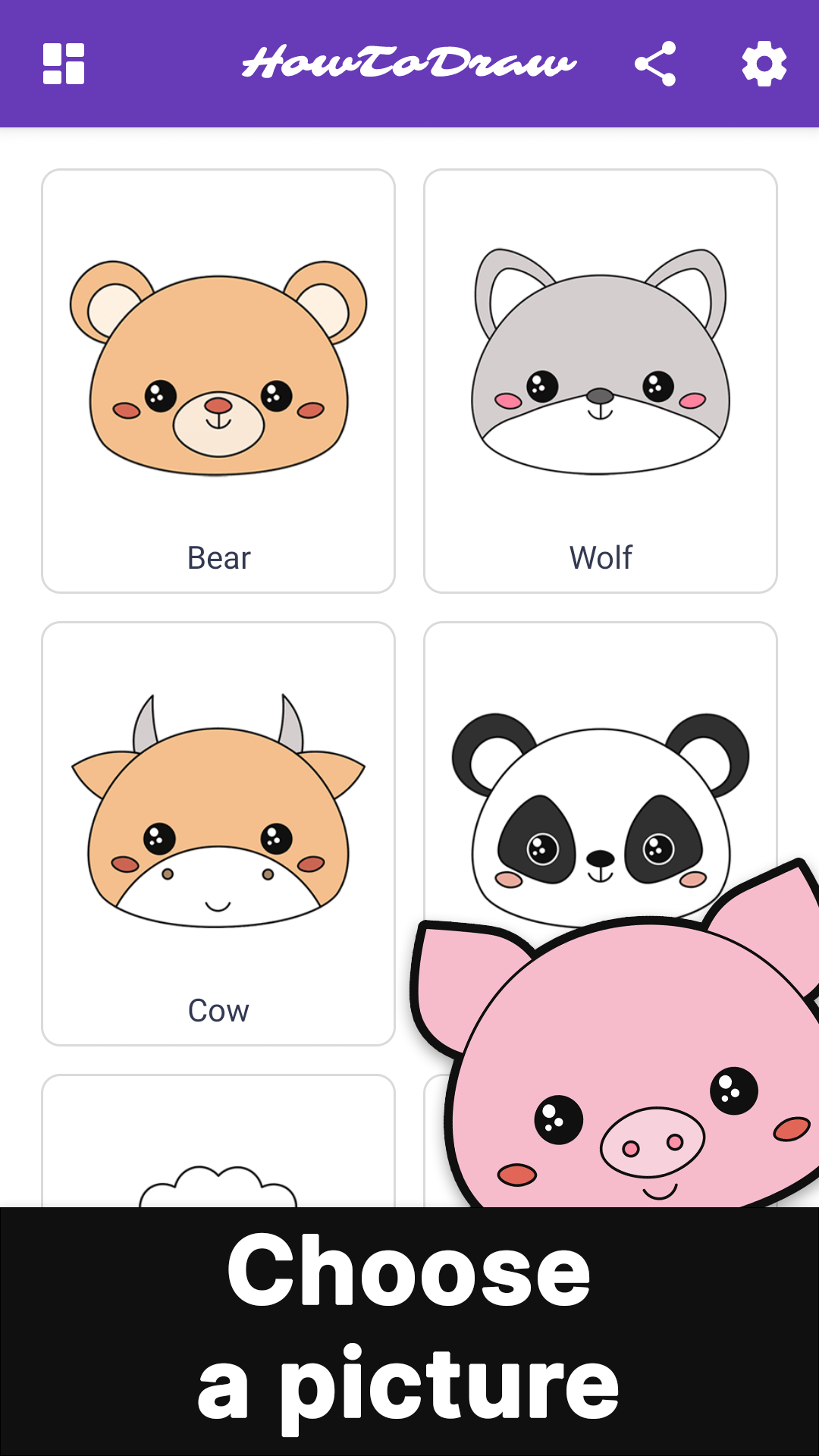 اسکرین شات 2 برنامه How to draw cute animals