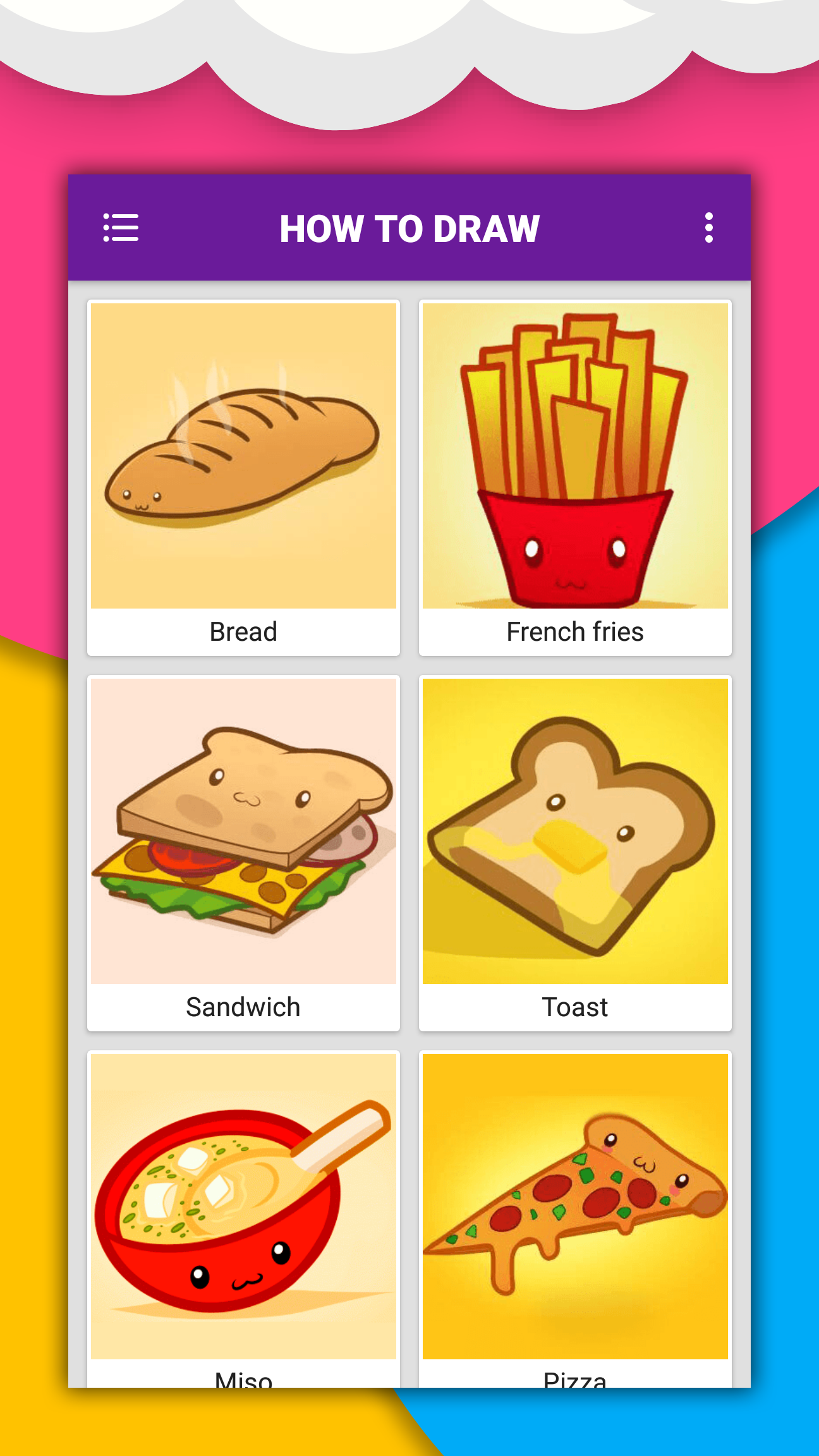 اسکرین شات 3 برنامه How to draw cute food by steps