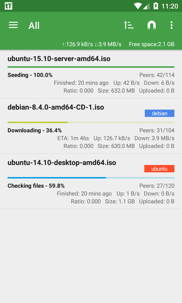 اسکرین شات 1 برنامه tTorrent Lite - Torrent Client