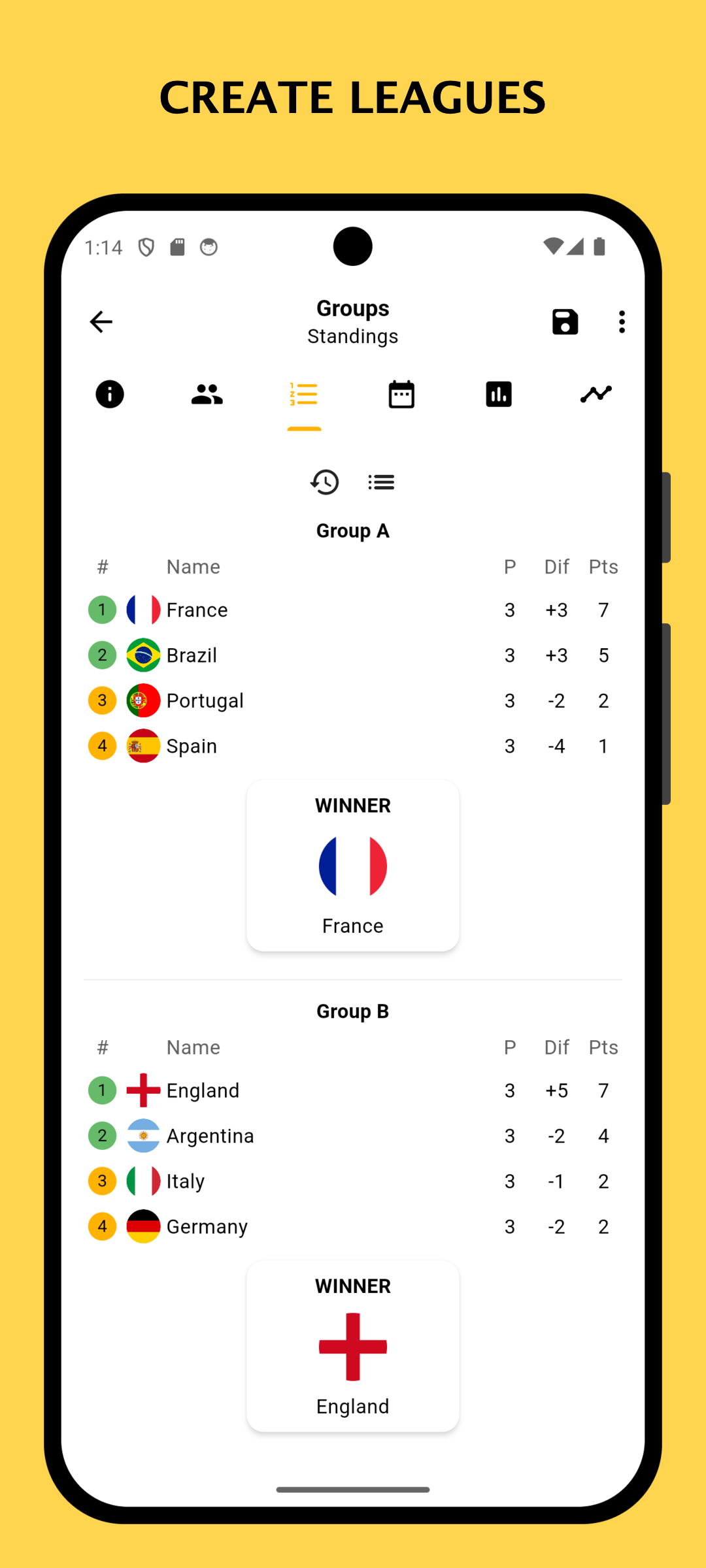اسکرین شات 4 برنامه Winner - Tournament Maker App