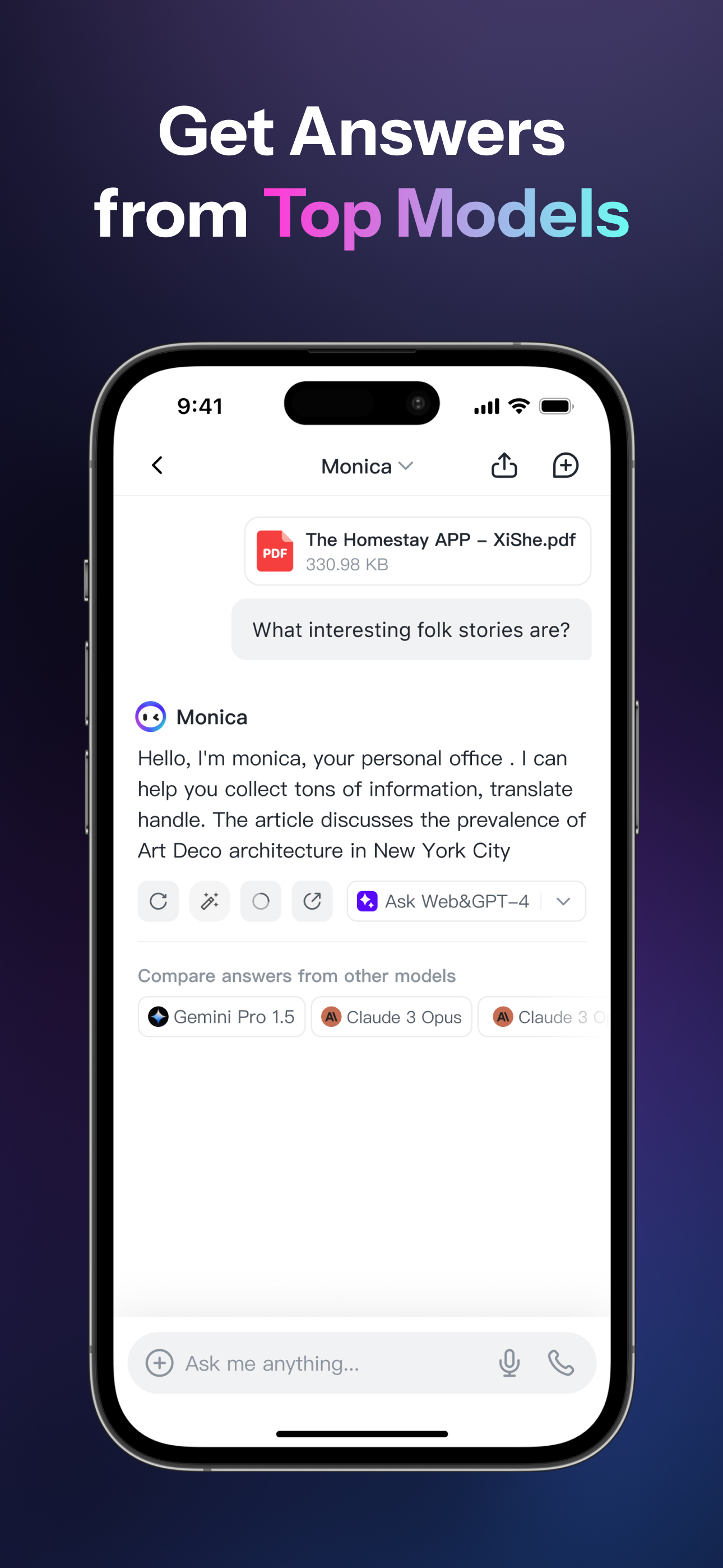 اسکرین شات 2 برنامه Monica AI: Ultimate AI Assist