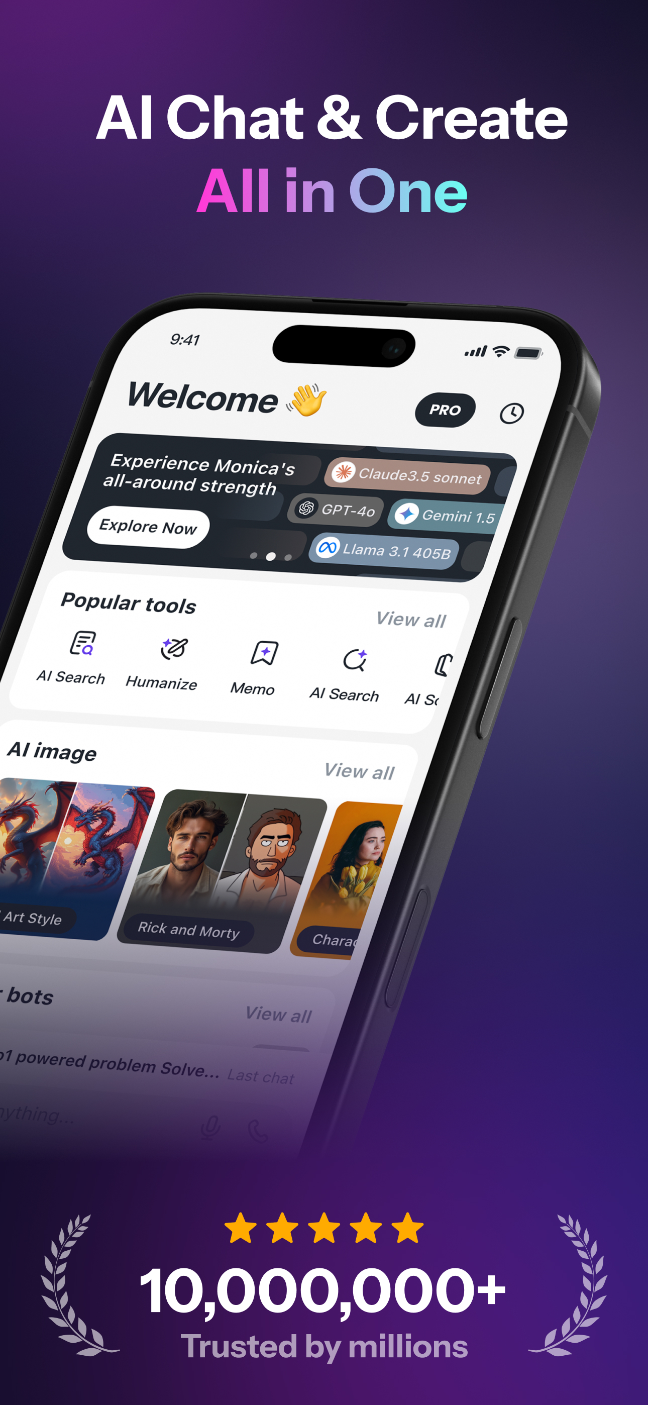 اسکرین شات 1 برنامه Monica AI: Ultimate AI Assist