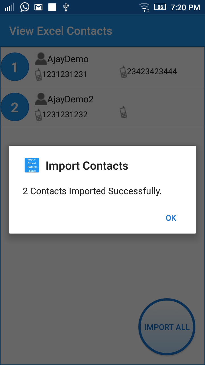 اسکرین شات 6 برنامه Import Export Contacts Excel
