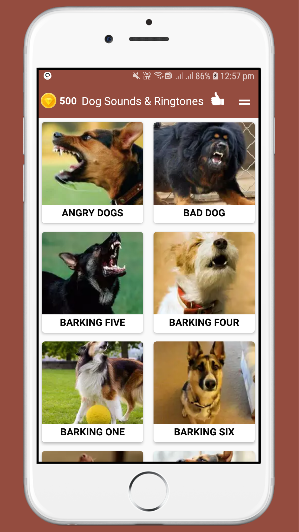 اسکرین شات 1 برنامه Dog Sounds Ringtones