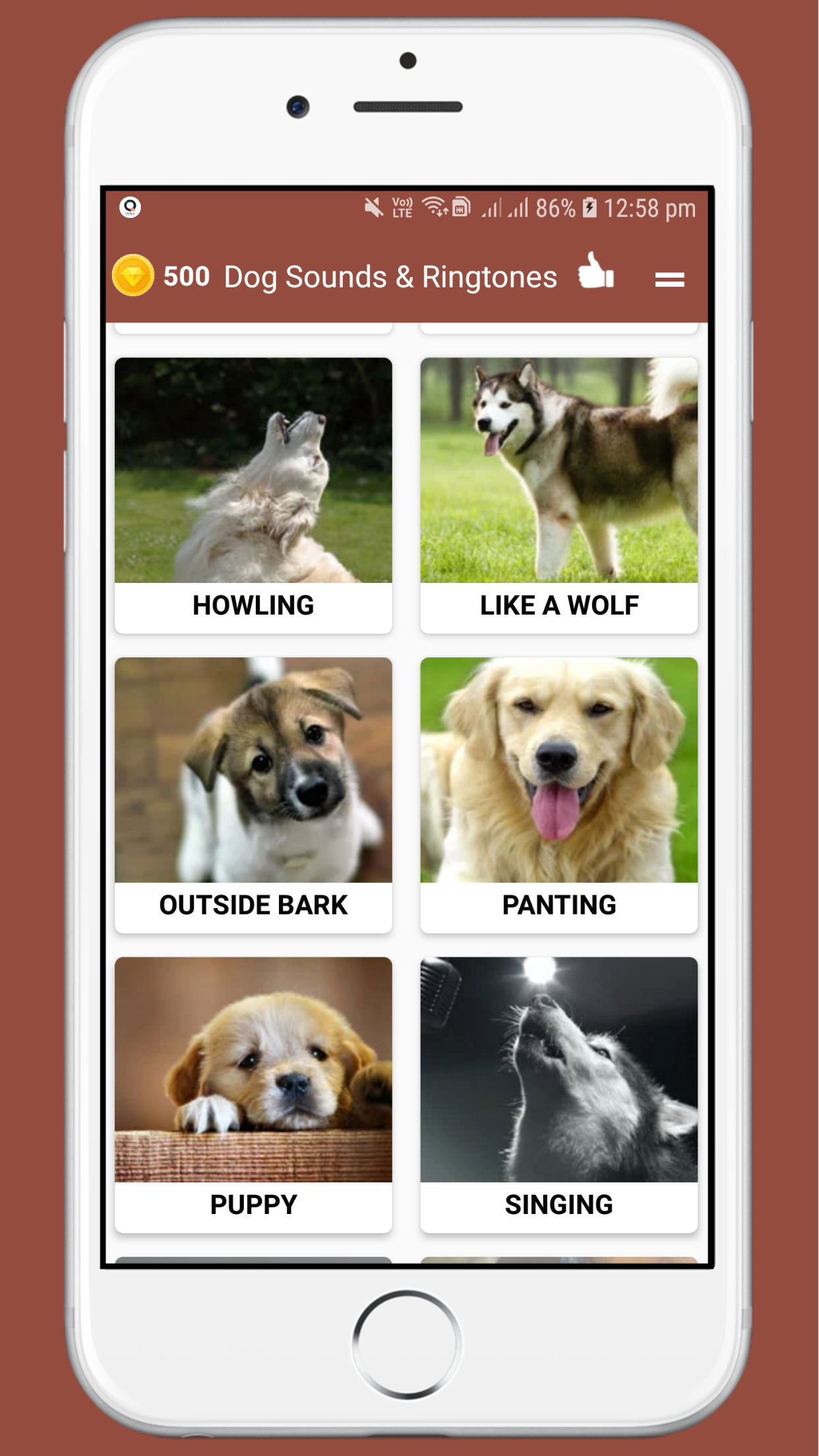 اسکرین شات 2 برنامه Dog Sounds Ringtones