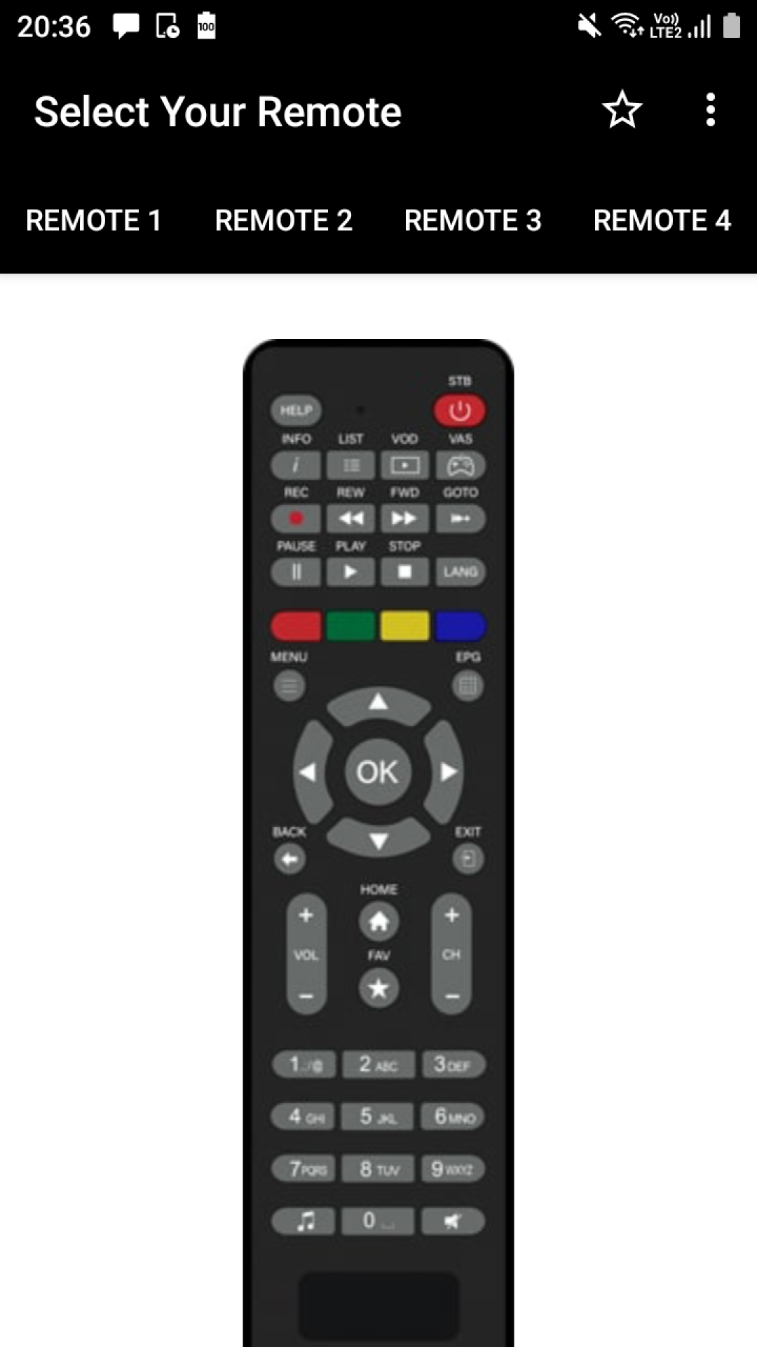 اسکرین شات 1 برنامه GTPL Remote Control Mobile App