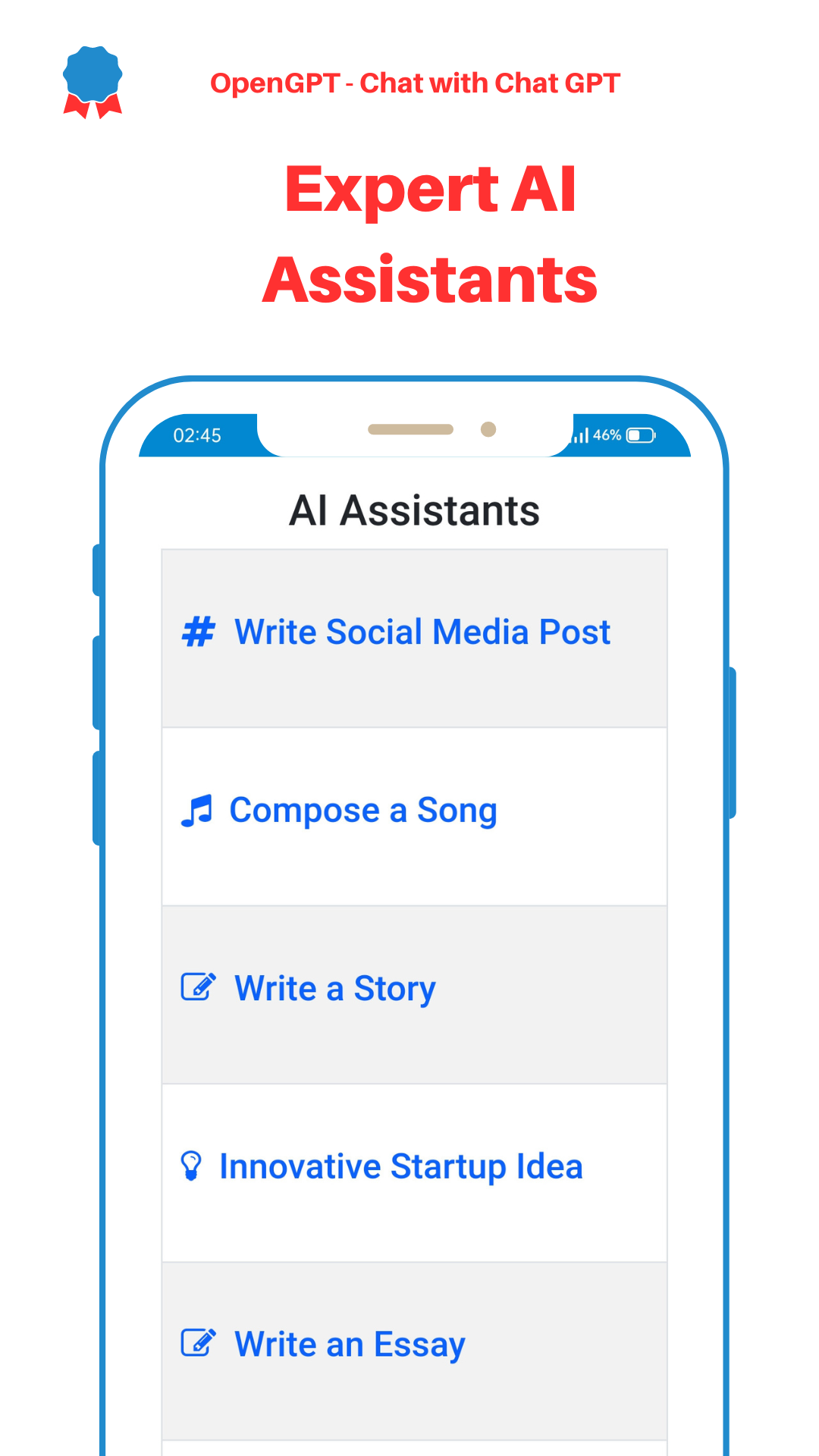 اسکرین شات 1 برنامه OpenGPT : Chat GPT AI Chatbot