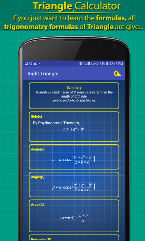 اسکرین شات 6 برنامه Triangle Calculator Pro