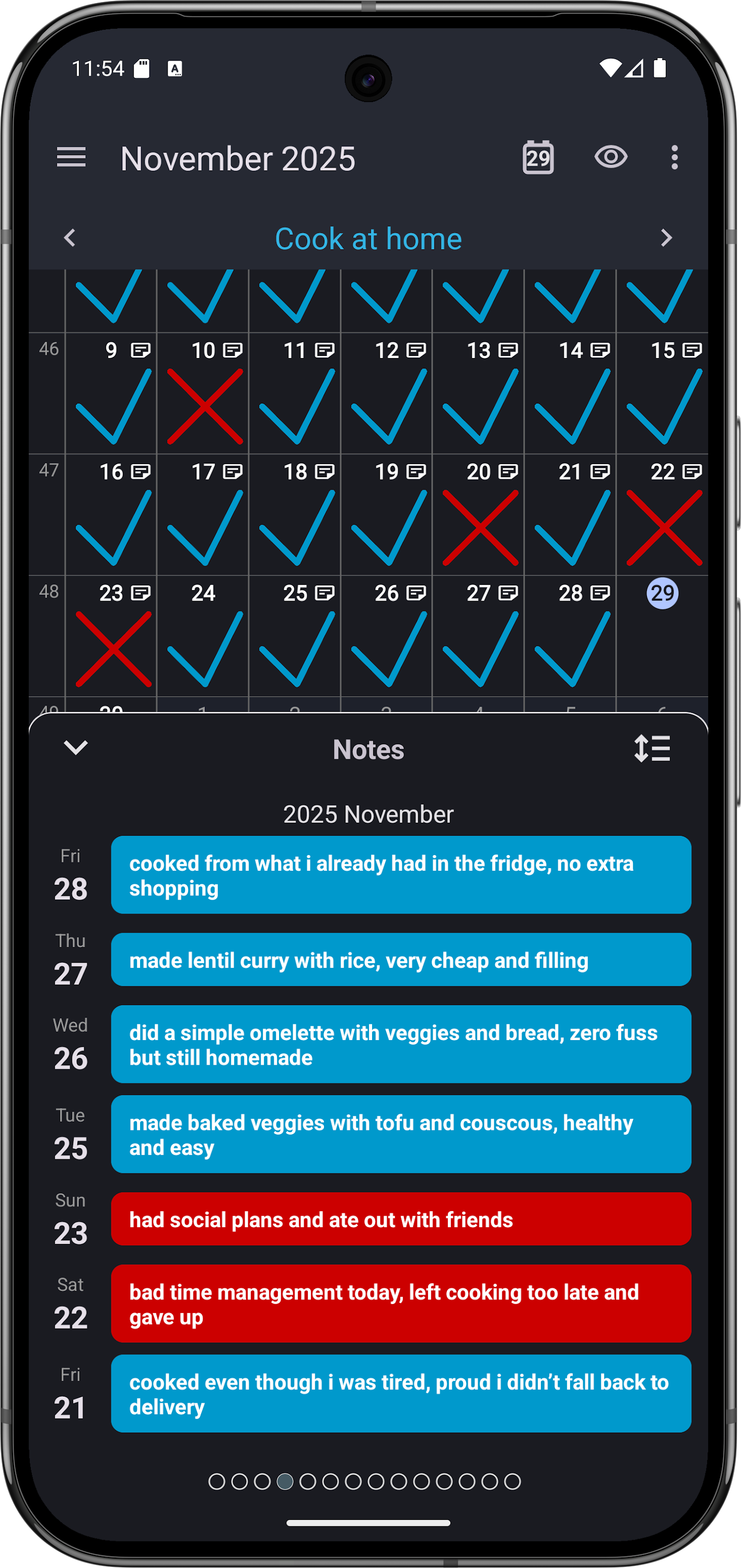 اسکرین شات 5 برنامه Goal & Habit Tracker Calendar