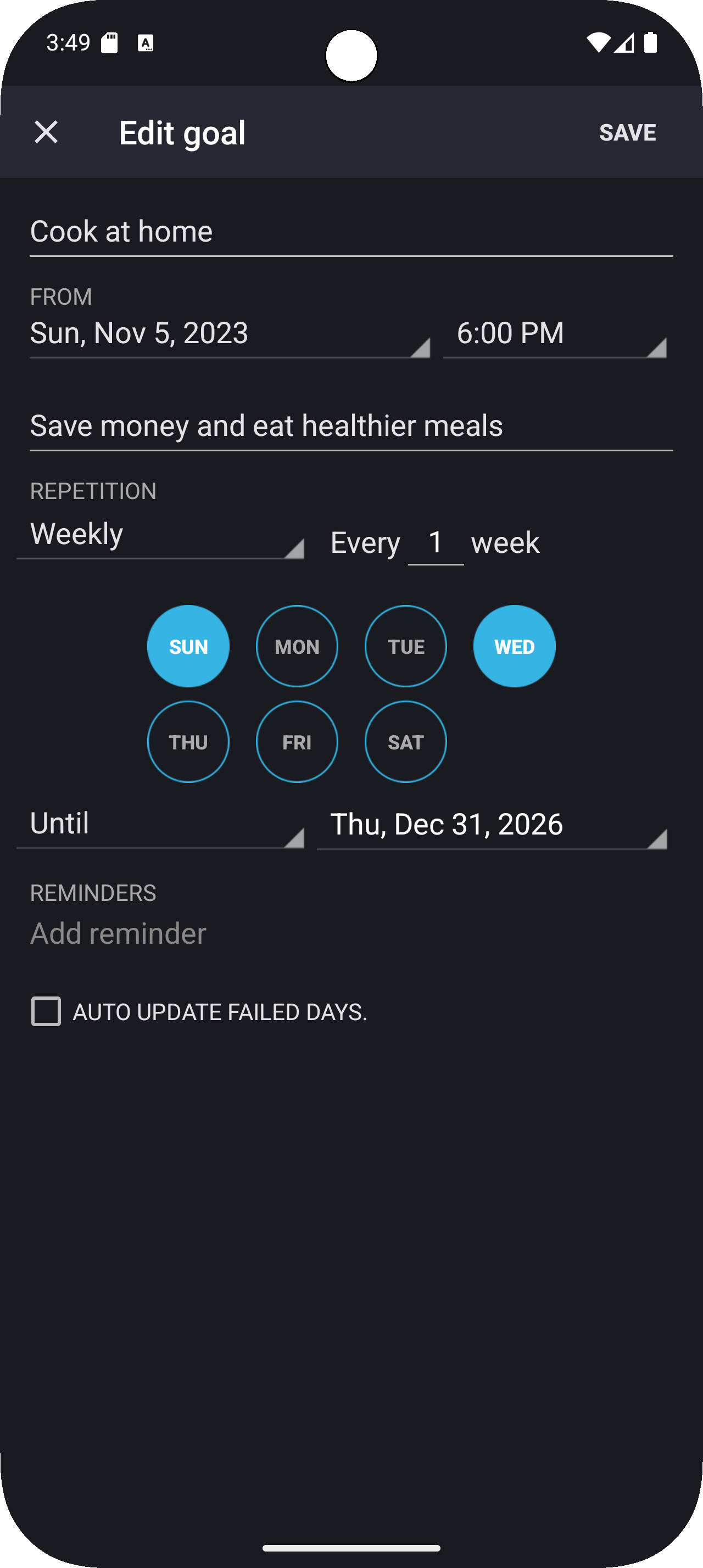 اسکرین شات 5 برنامه Goal & Habit Tracker Calendar