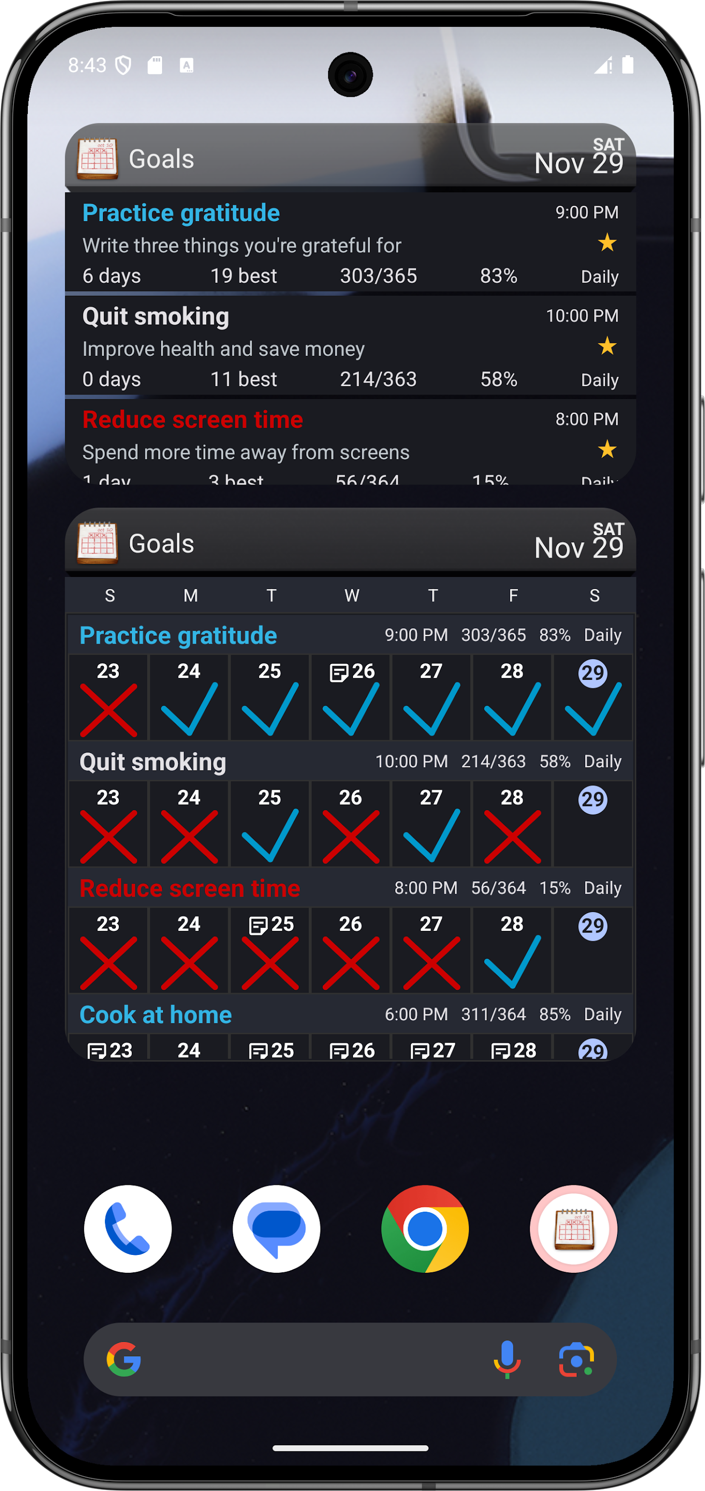 اسکرین شات 4 برنامه Goal & Habit Tracker Calendar