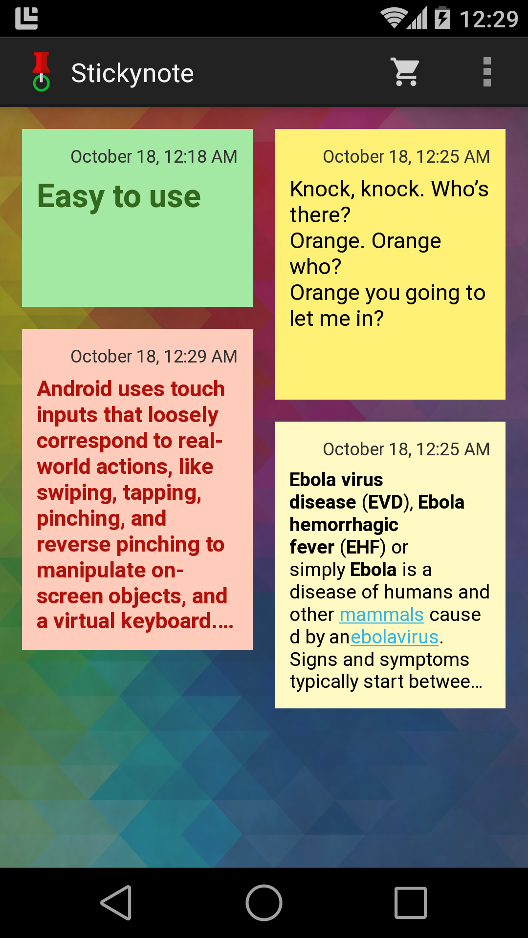 اسکرین شات 2 برنامه Stickynote Widget