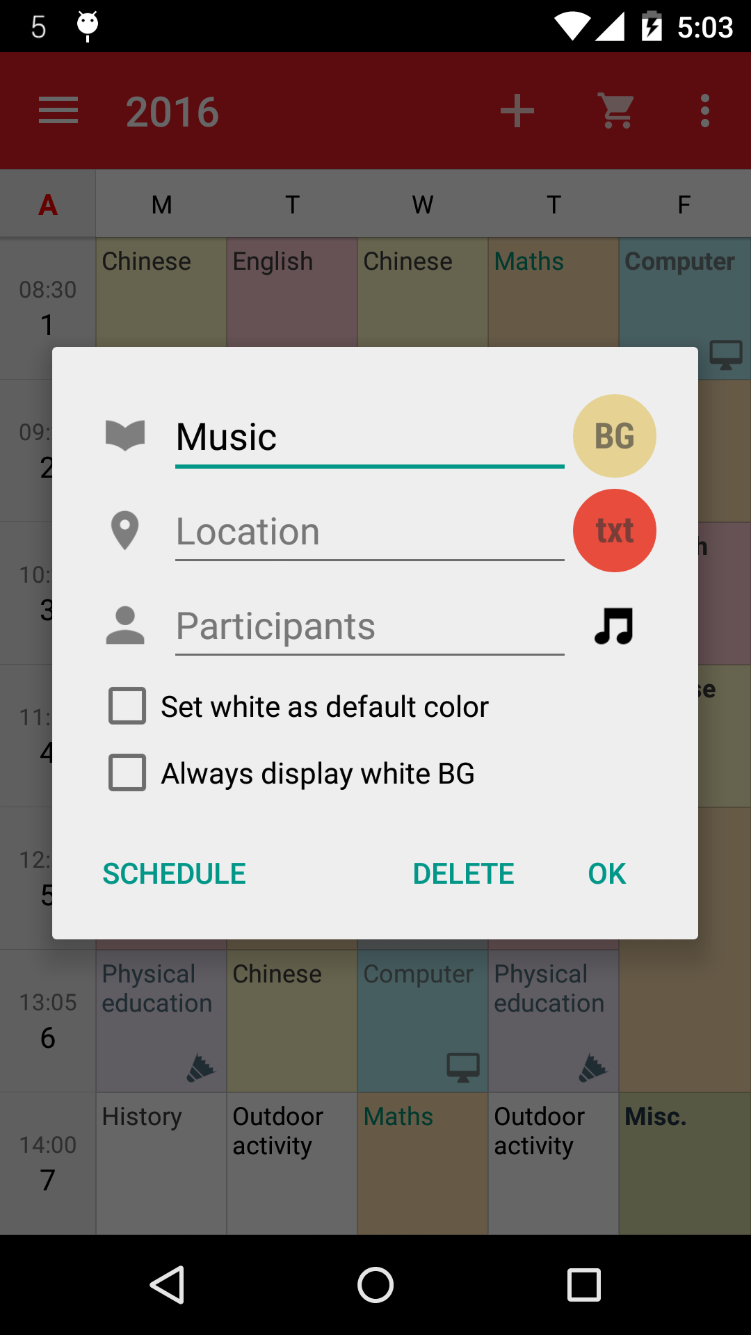 اسکرین شات 4 برنامه Timetable (Widget)