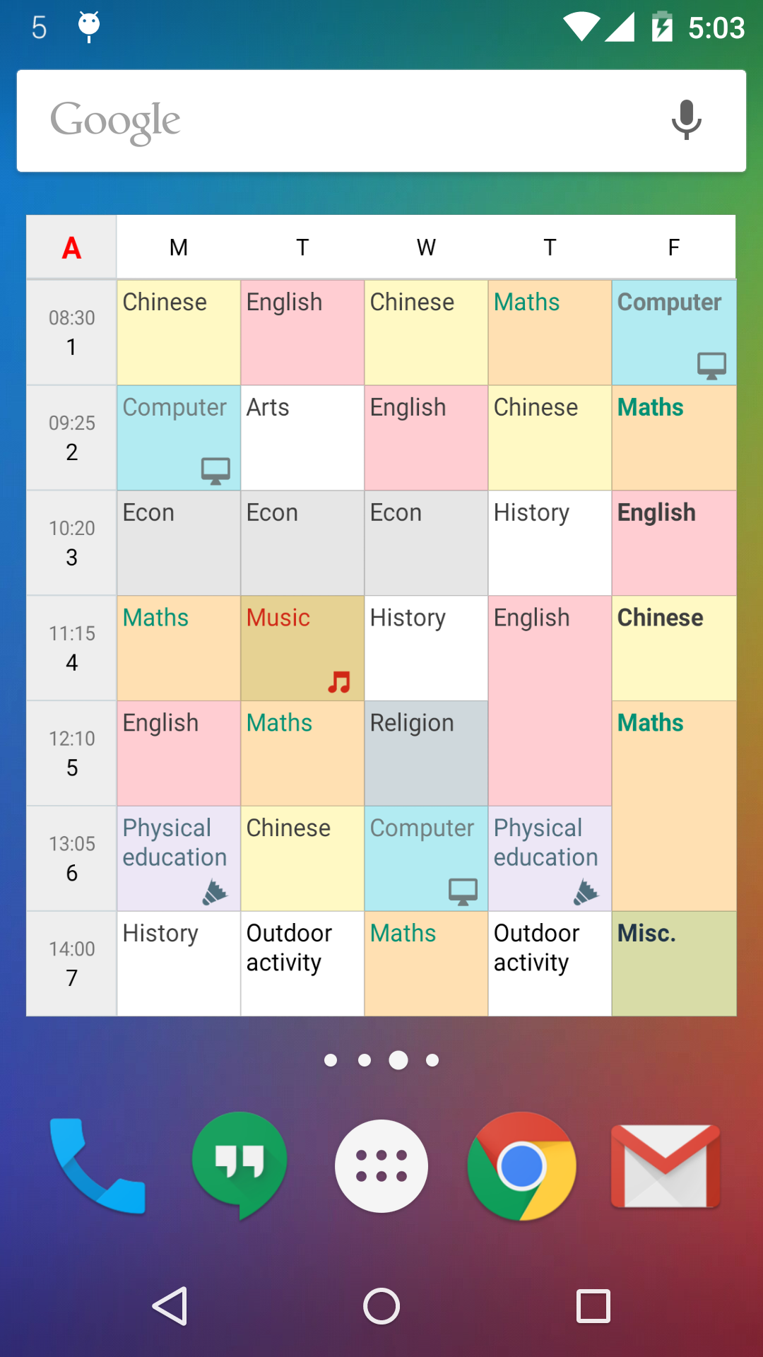 اسکرین شات 3 برنامه Timetable (Widget)