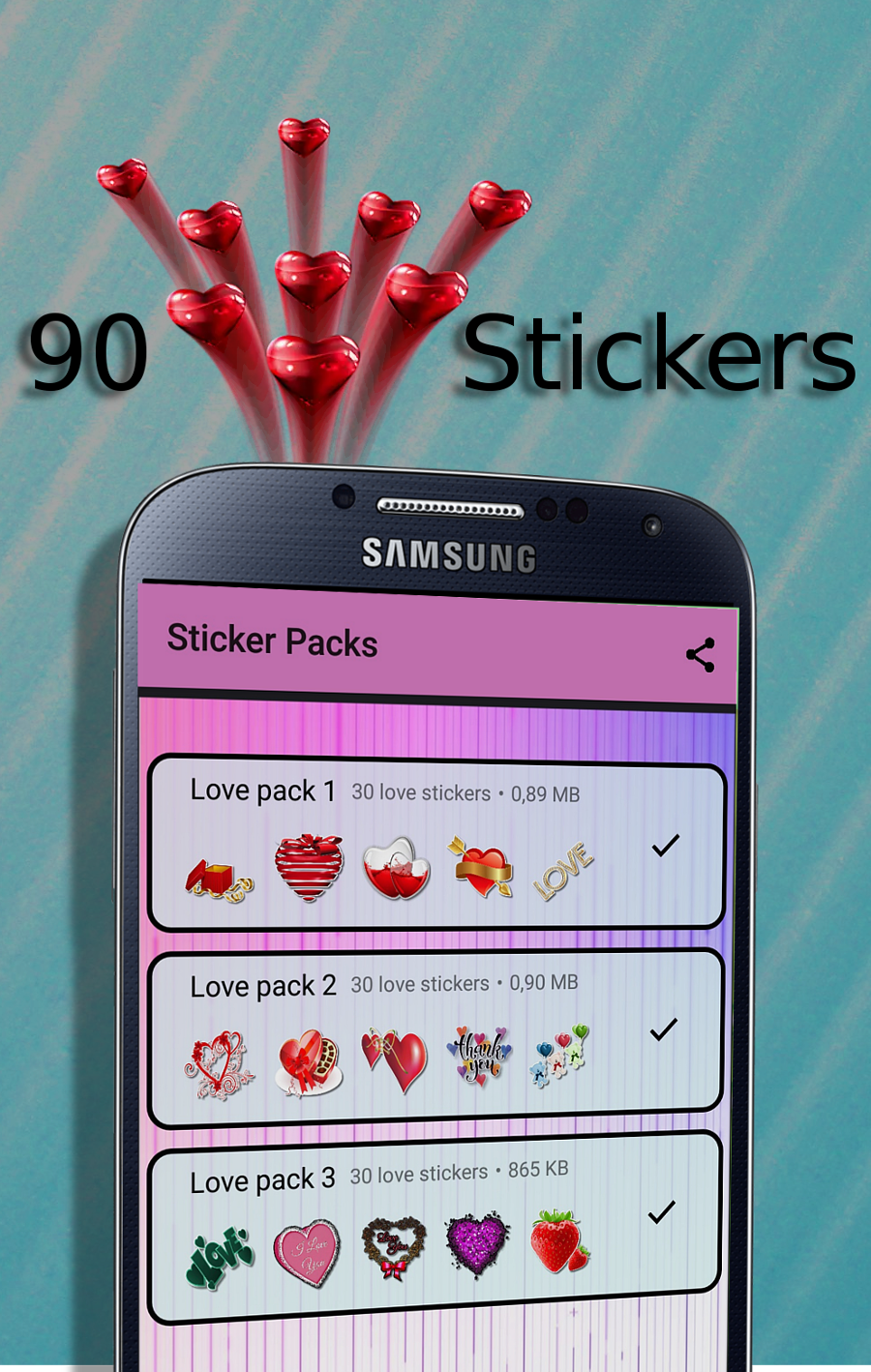 اسکرین شات 1 برنامه WASticker Love Stickers