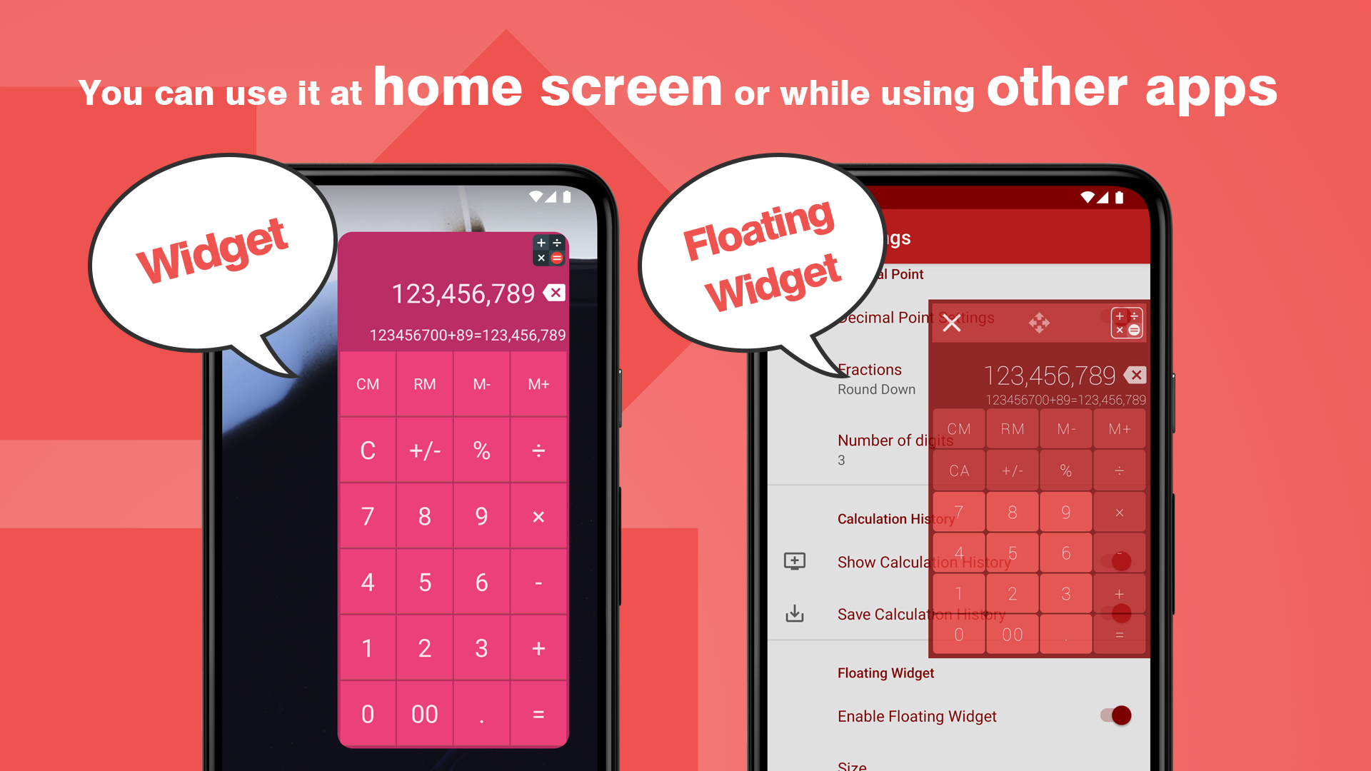 اسکرین شات 2 برنامه Calculator - Floating Widget