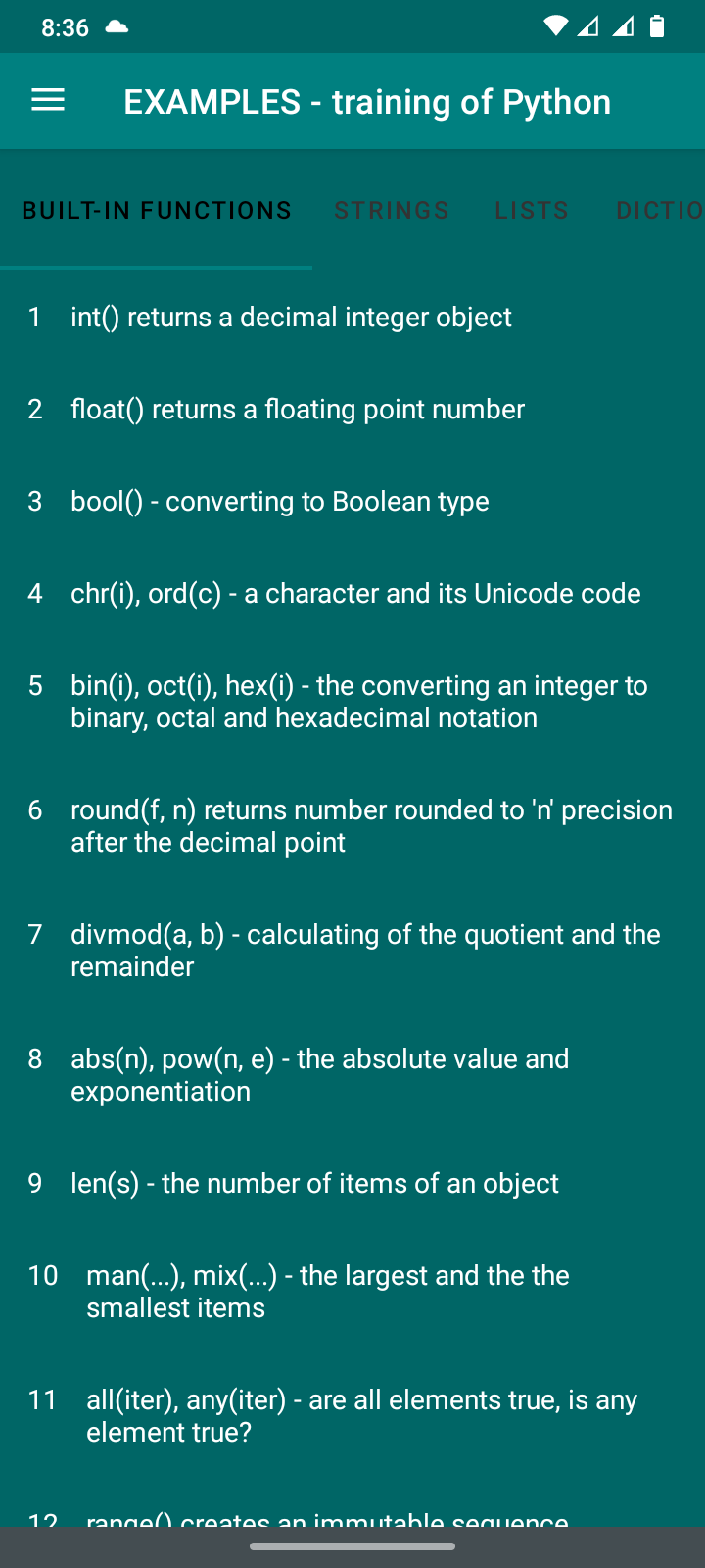 اسکرین شات 3 برنامه Python. Exercises and examples