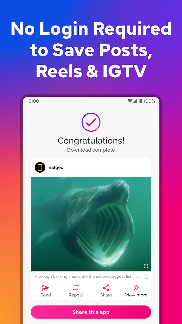 اسکرین شات 2 برنامه Downloader for Instagram: Video Photo Story Saver