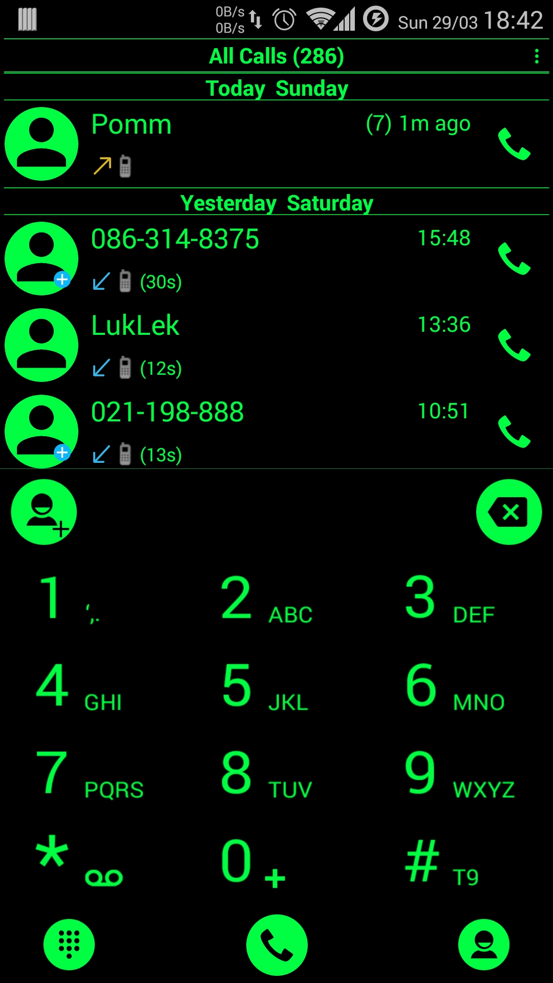 اسکرین شات 6 برنامه Dialer Theme Black Green drupe