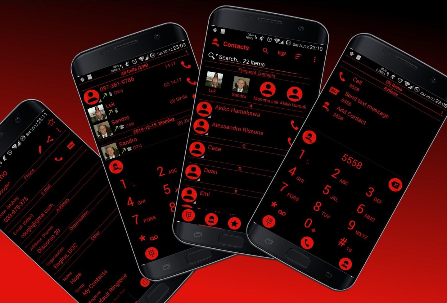 اسکرین شات 1 برنامه Dialer Theme Black Red drupe