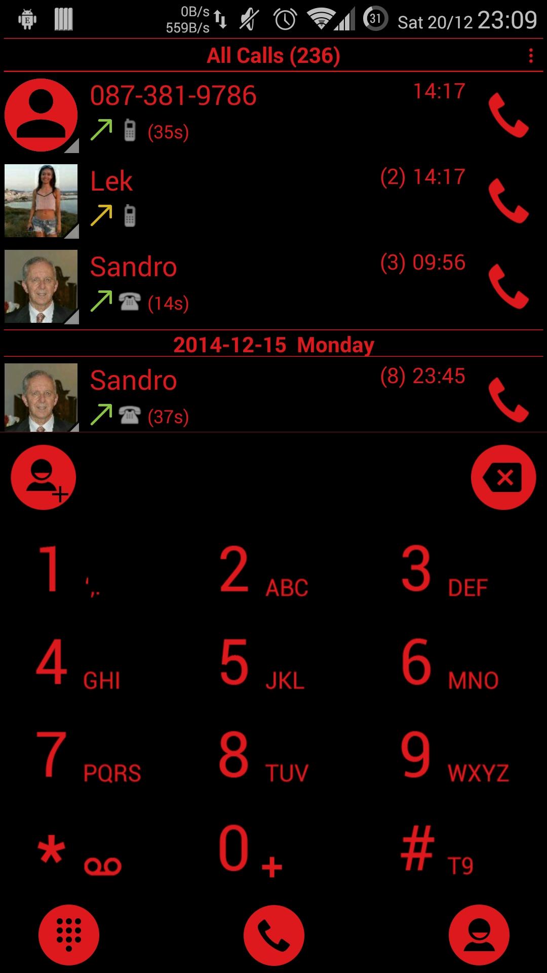 اسکرین شات 3 برنامه Dialer Theme Black Red drupe