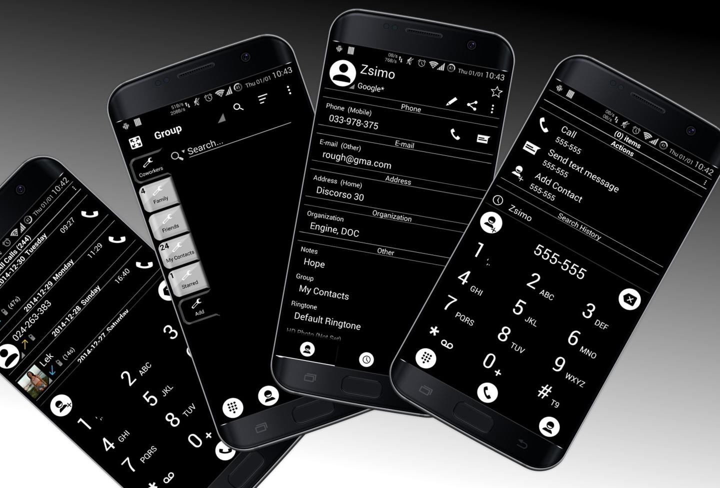 اسکرین شات 1 برنامه Dialer Theme Black White drupe