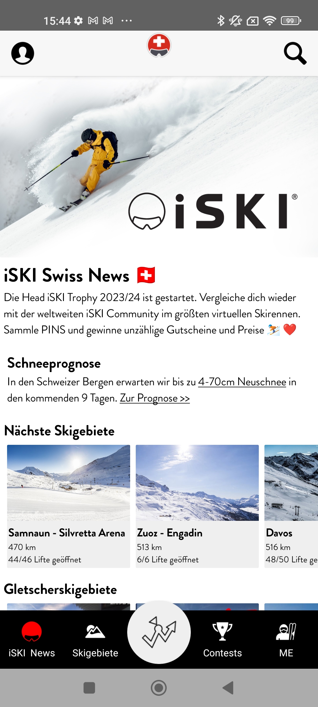اسکرین شات 1 برنامه iSKI Swiss - Ski & Snow