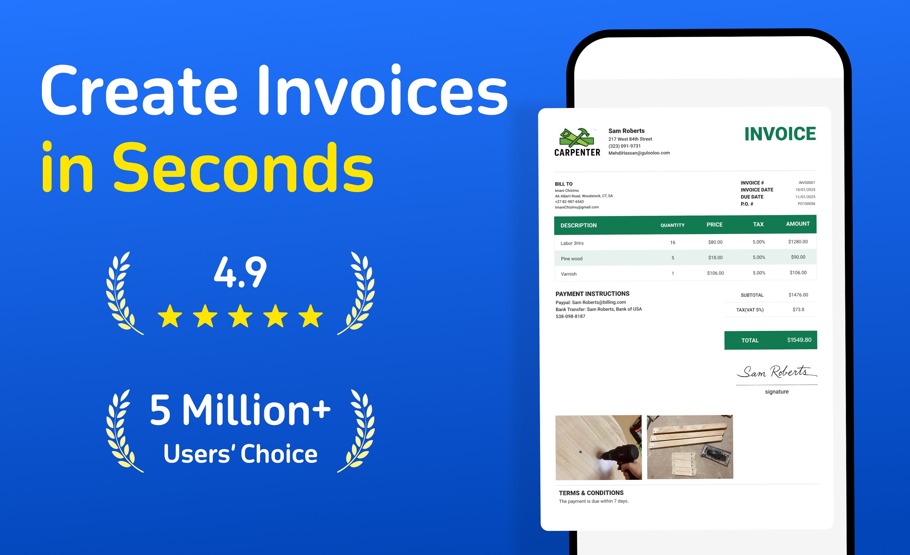 اسکرین شات 1 برنامه Invoice Maker & Estimate Maker