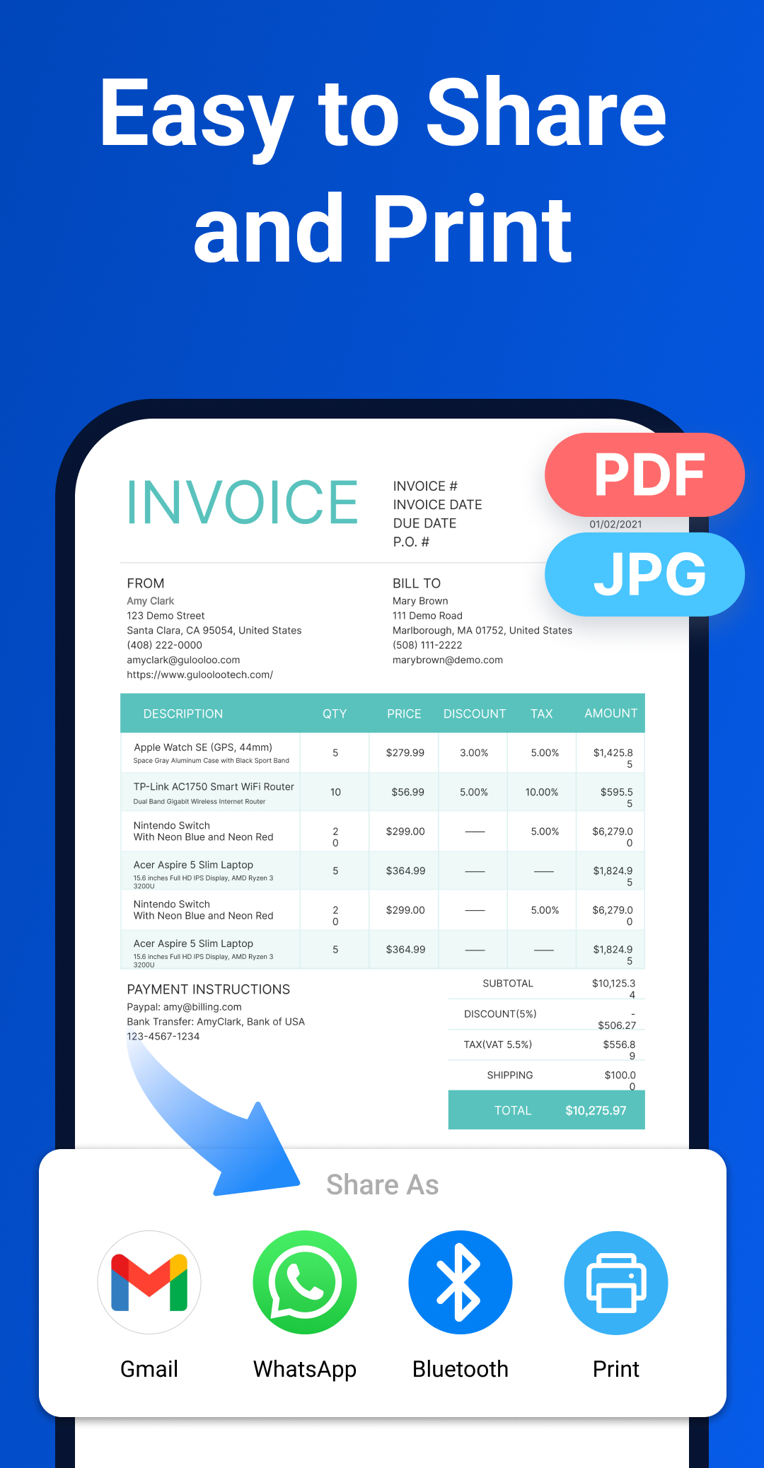 اسکرین شات 4 برنامه Invoice Maker - InvoiceBase