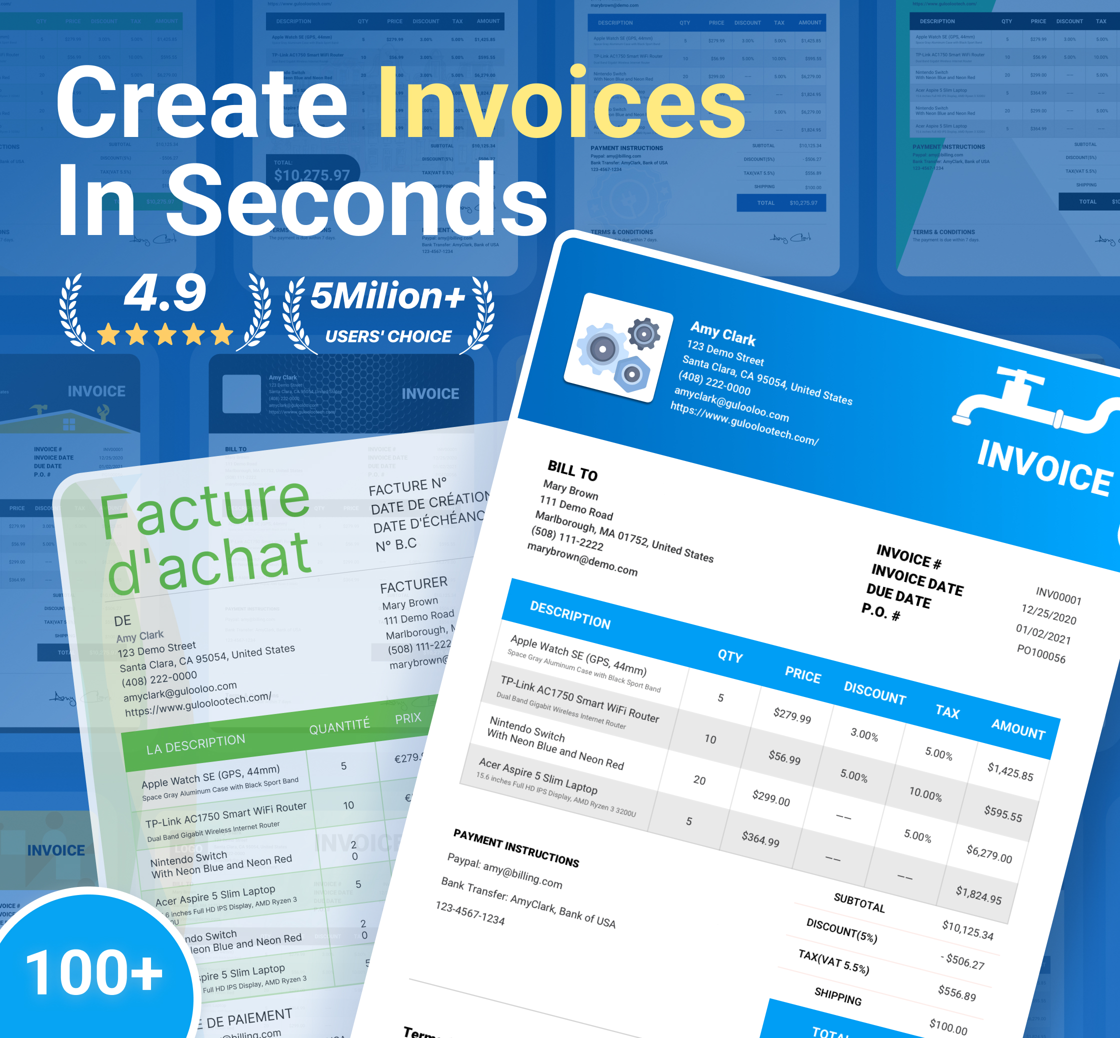 اسکرین شات 1 برنامه Invoice Maker - InvoiceBase