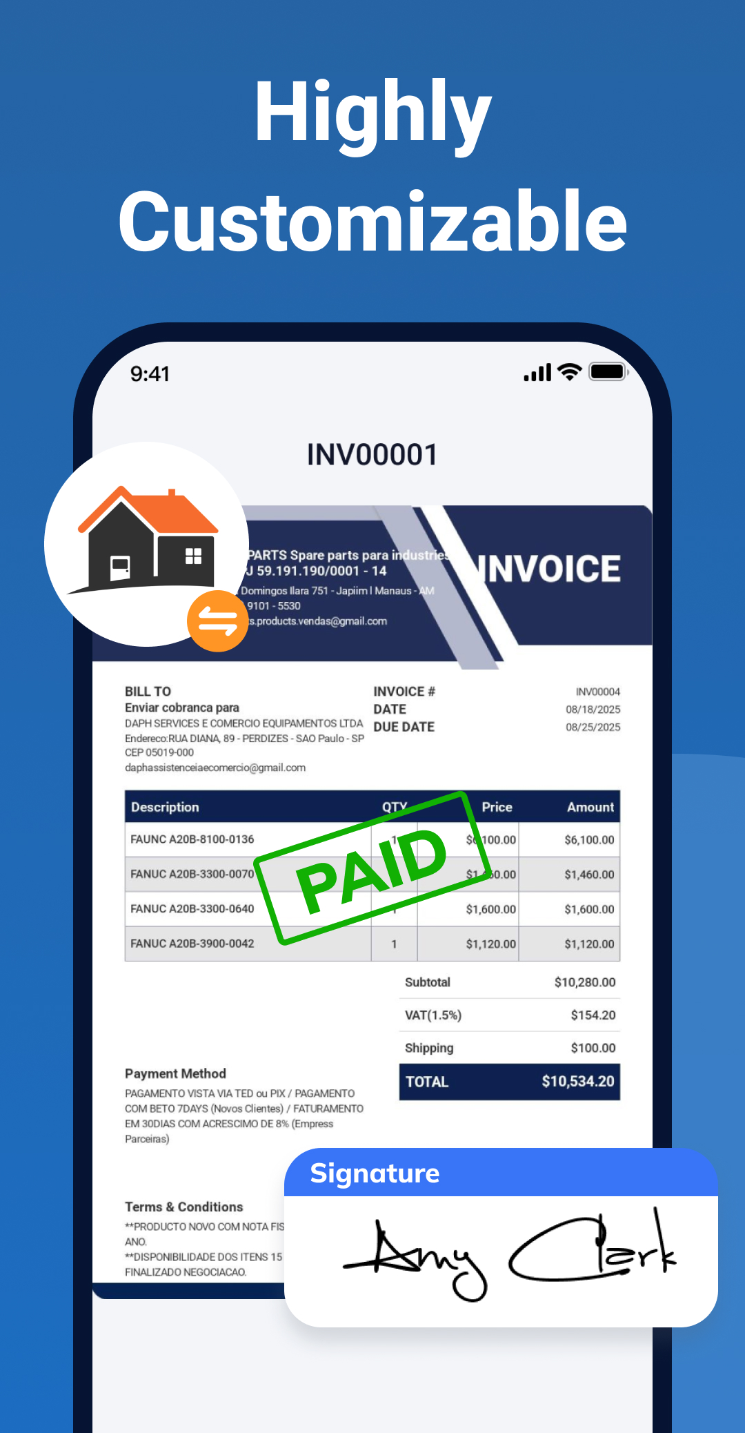 اسکرین شات 2 برنامه Invoice Maker - InvoiceBase