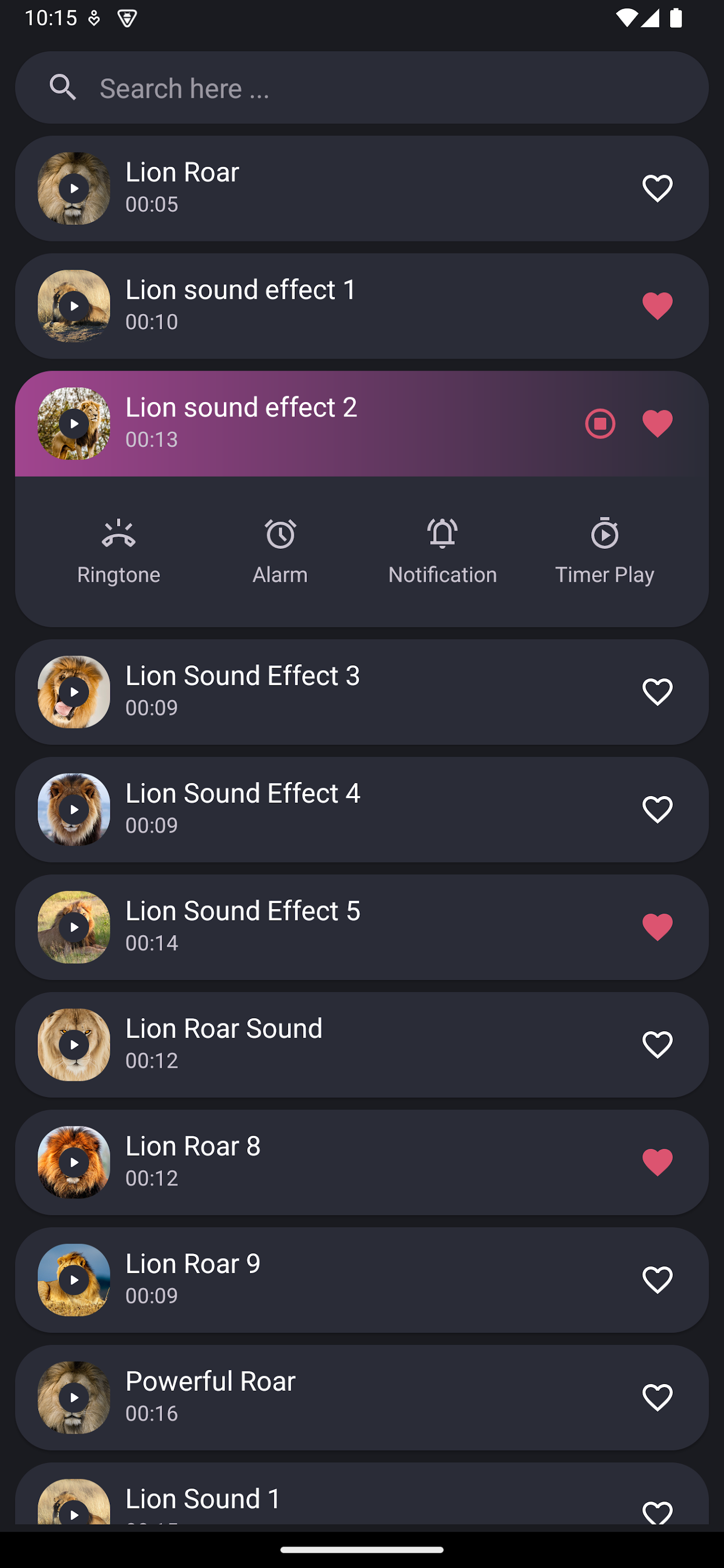 اسکرین شات 2 برنامه Lion Sounds