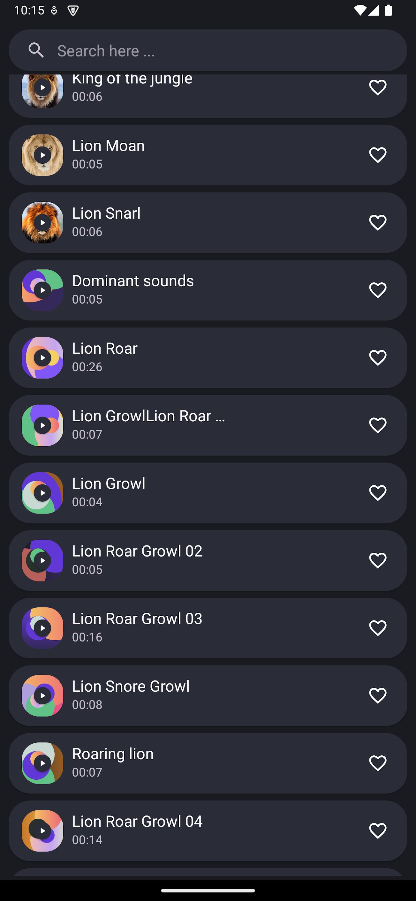 اسکرین شات 4 برنامه Lion Sounds