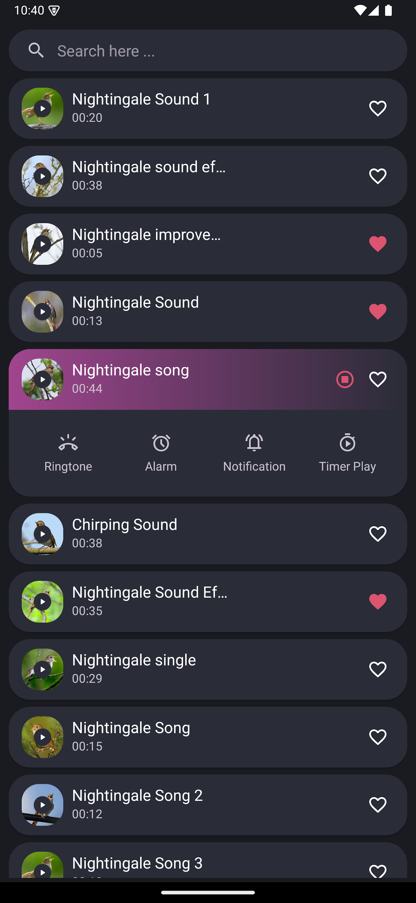 اسکرین شات 2 برنامه Nightingale Bird Sounds