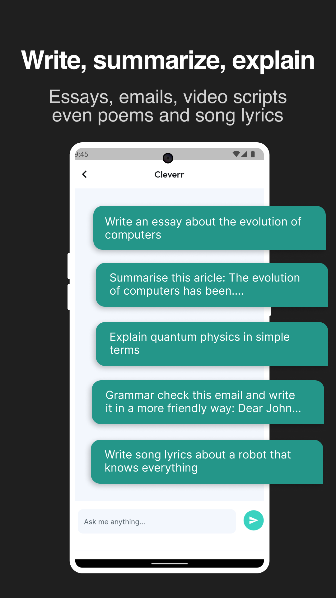 اسکرین شات 2 برنامه Clever - AI Assistant Chatbot