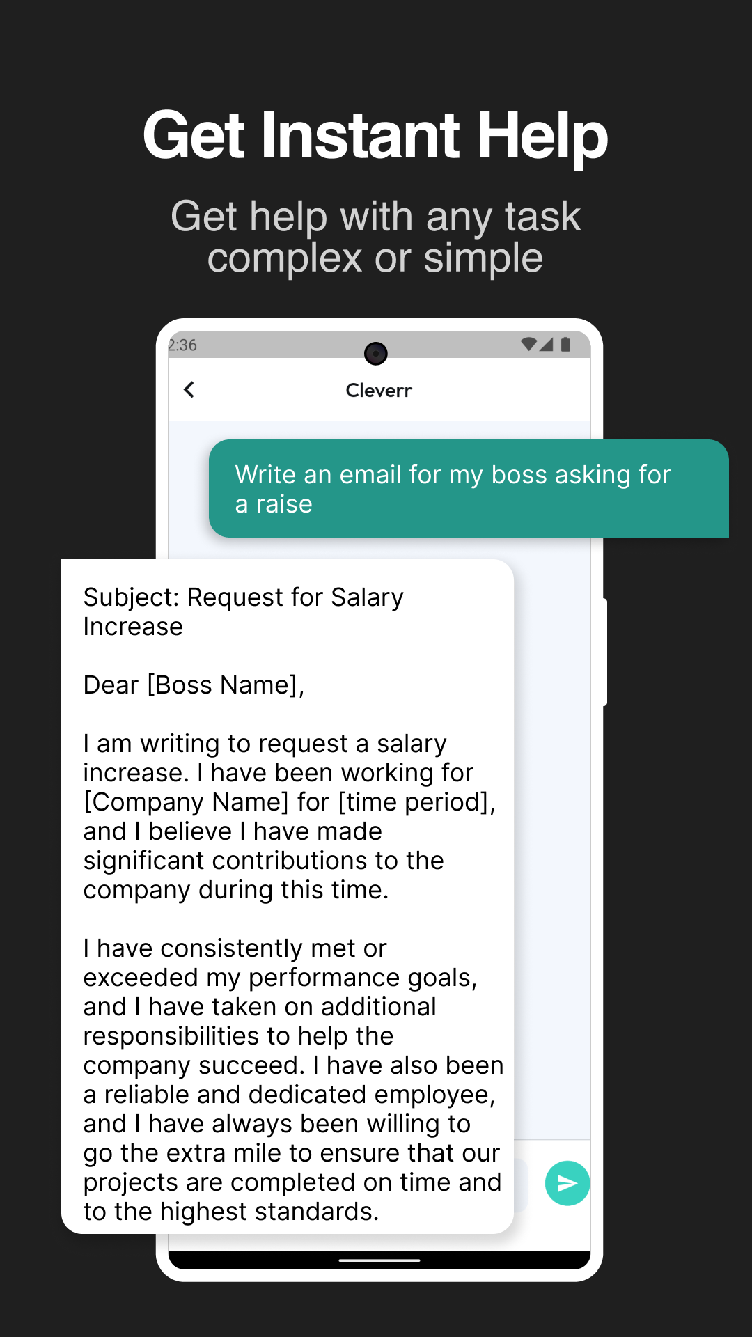 اسکرین شات 1 برنامه Clever - AI Assistant Chatbot