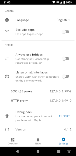 اسکرین شات 5 برنامه Geph - resilient anti-blocking VPN