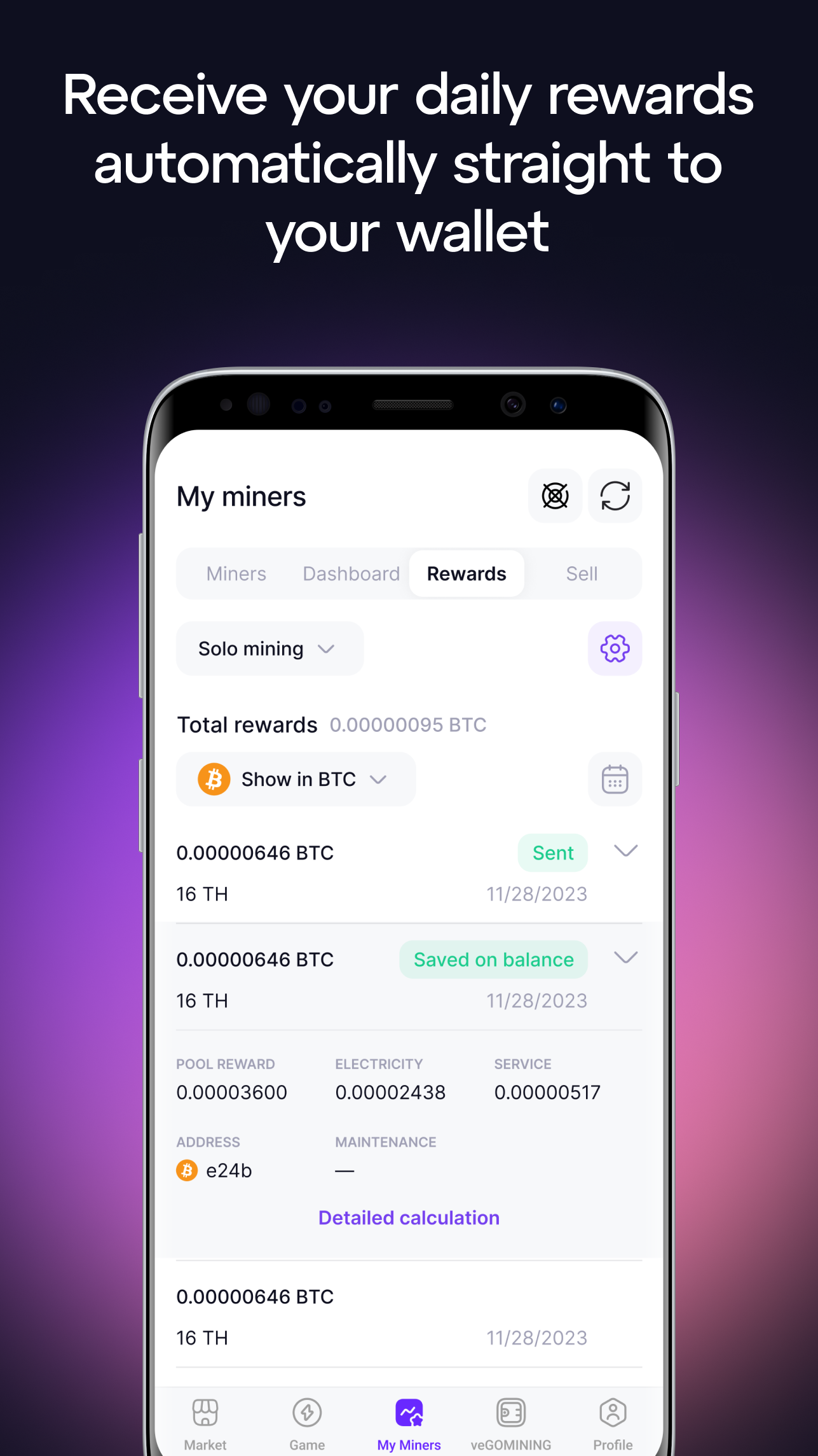 اسکرین شات 5 برنامه GoMining - Coin Mining App