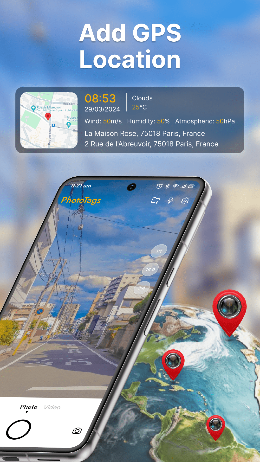 اسکرین شات 1 برنامه GPS Photo Stamp Camera Map