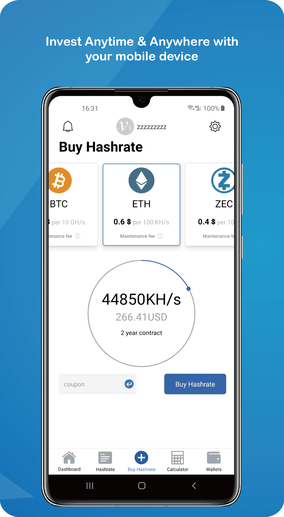 اسکرین شات 3 برنامه Hashshiny Bitcoin Cloud Mining
