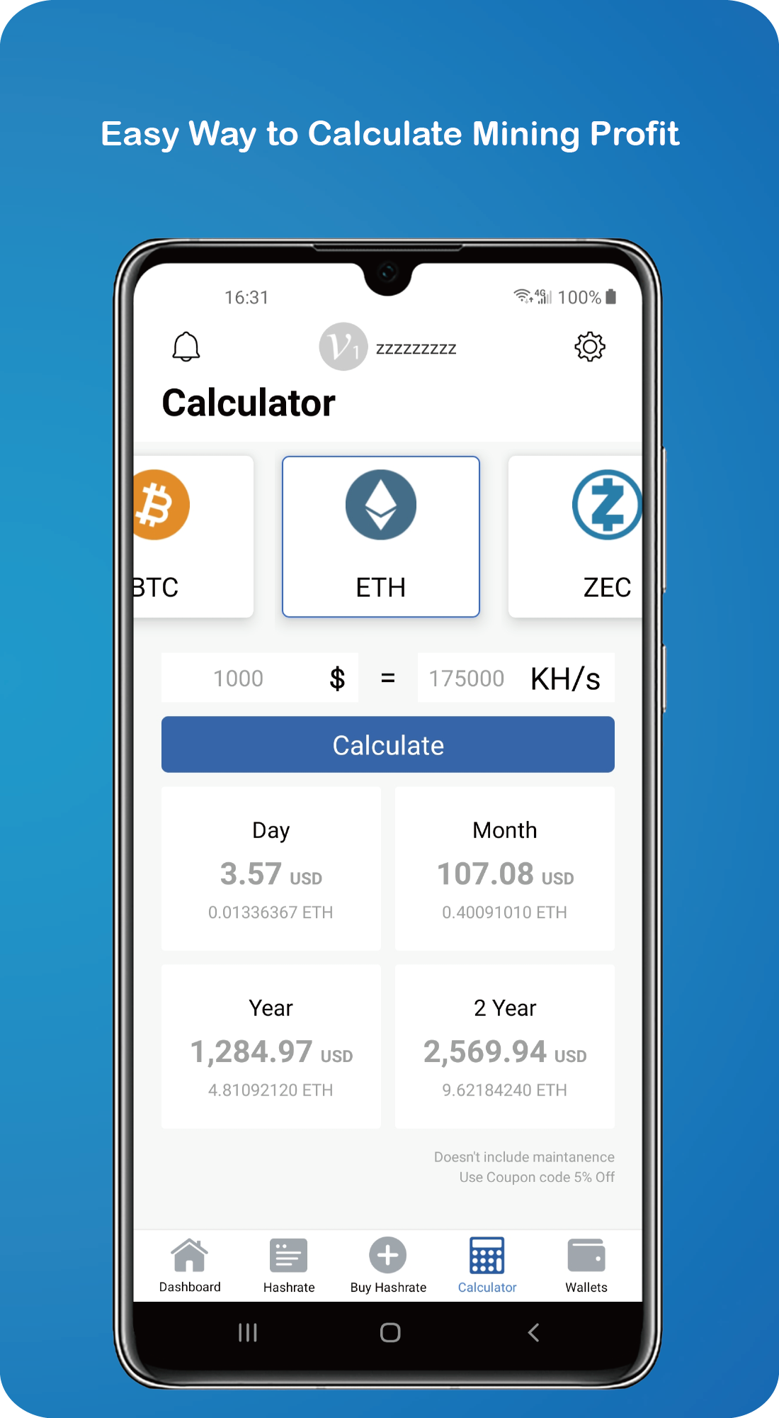 اسکرین شات 4 برنامه Hashshiny Bitcoin Cloud Mining