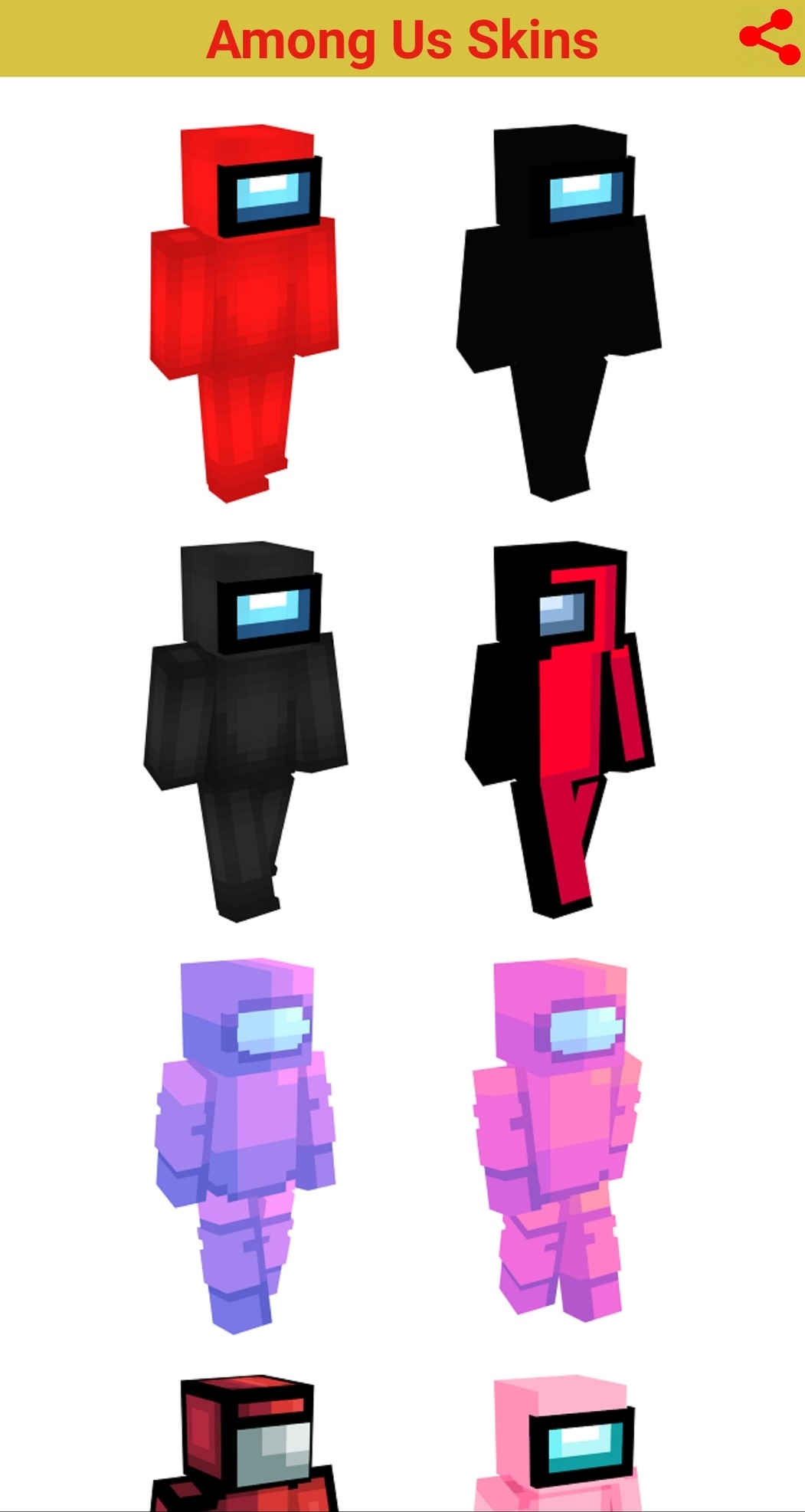 اسکرین شات 1 برنامه Among Us Skins minecraft