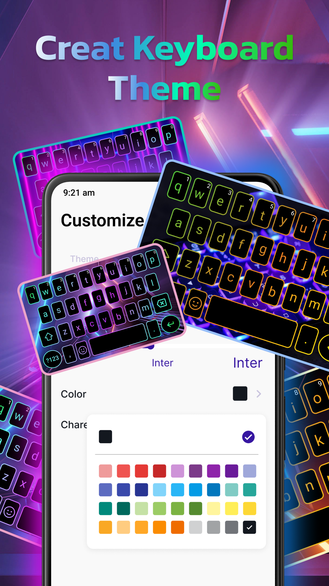 اسکرین شات 2 برنامه LED Neon Keyboard Theme Maker